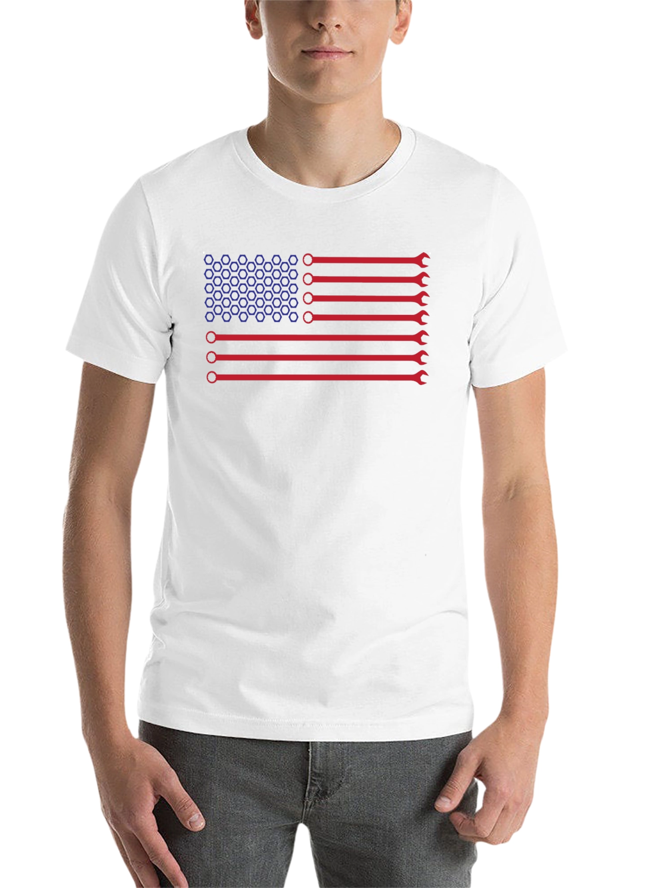 Black Mechanic American Flag T-Shirt view 14