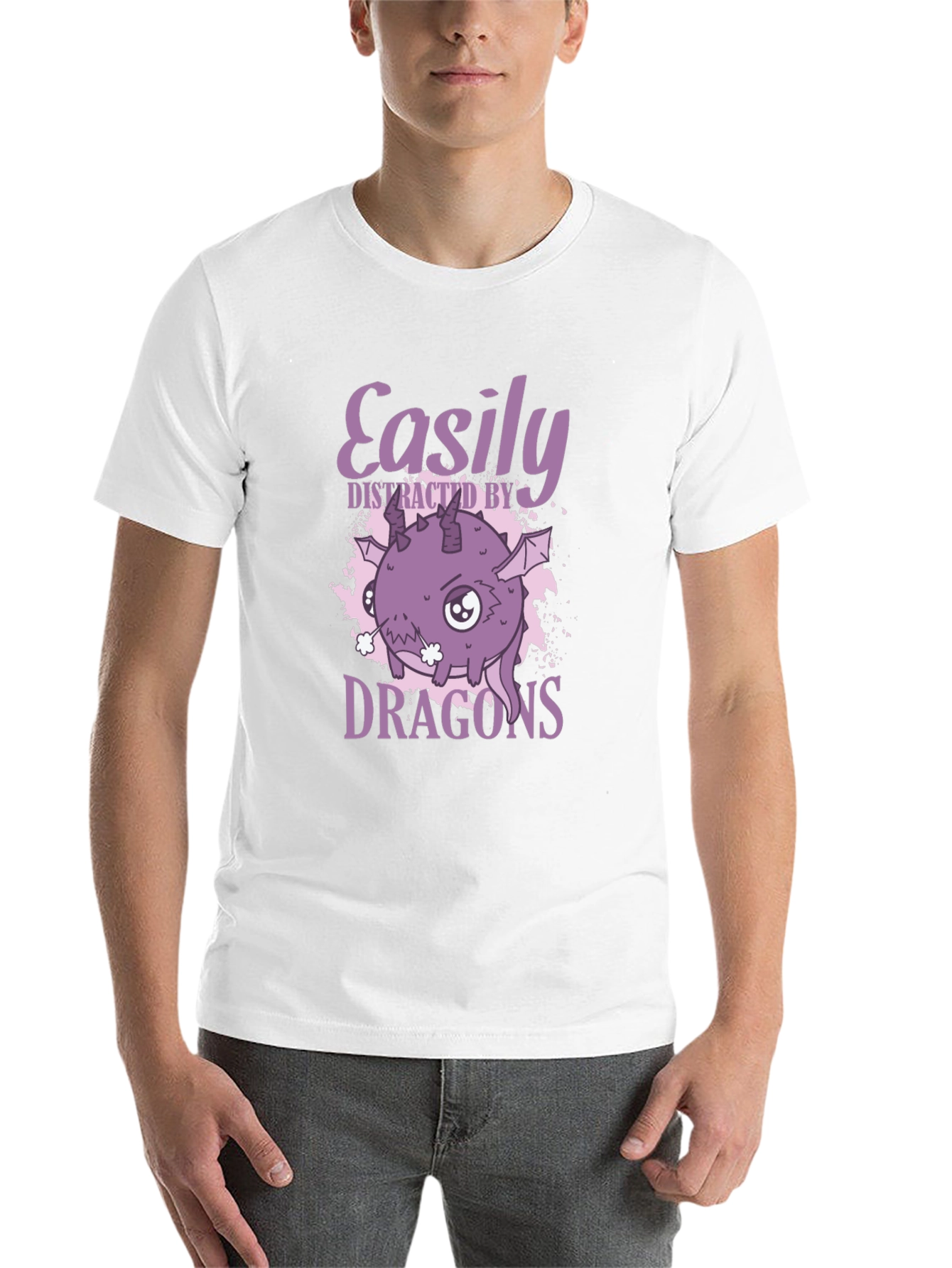 Black Easily Distracted By Dragons Graphic T-Shirt view 14