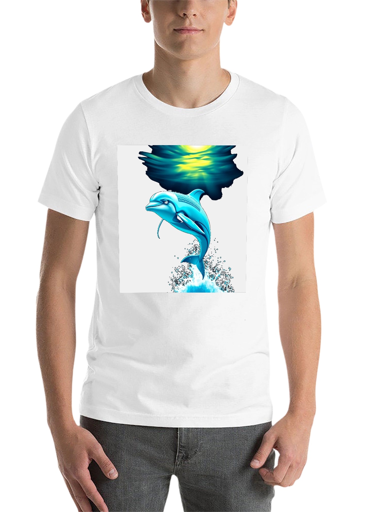 Black Dolphin Graphic Tee - Black Cotton Blend T-Shirt view 14