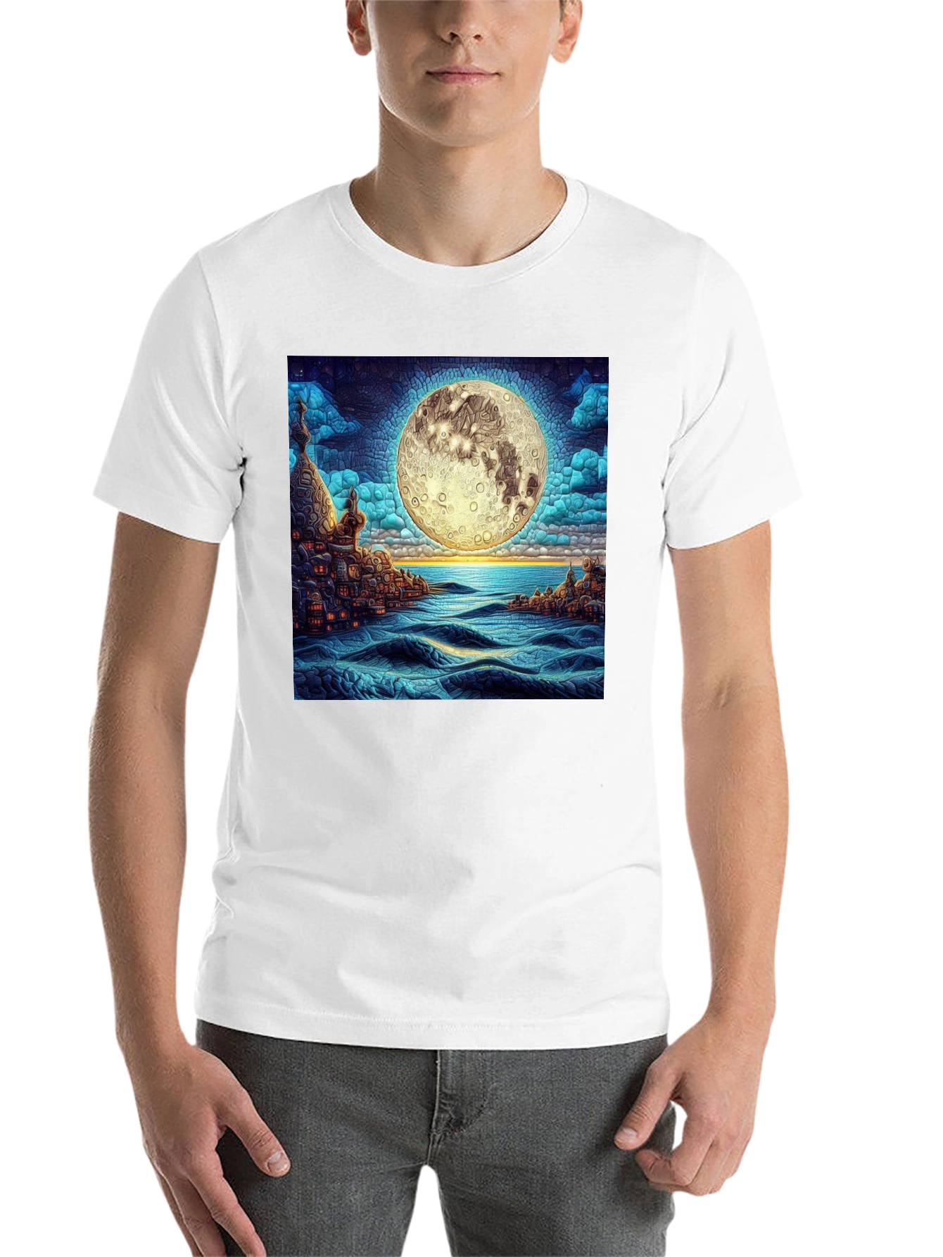 Black Moonlit Cityscape Graphic Tee view 14
