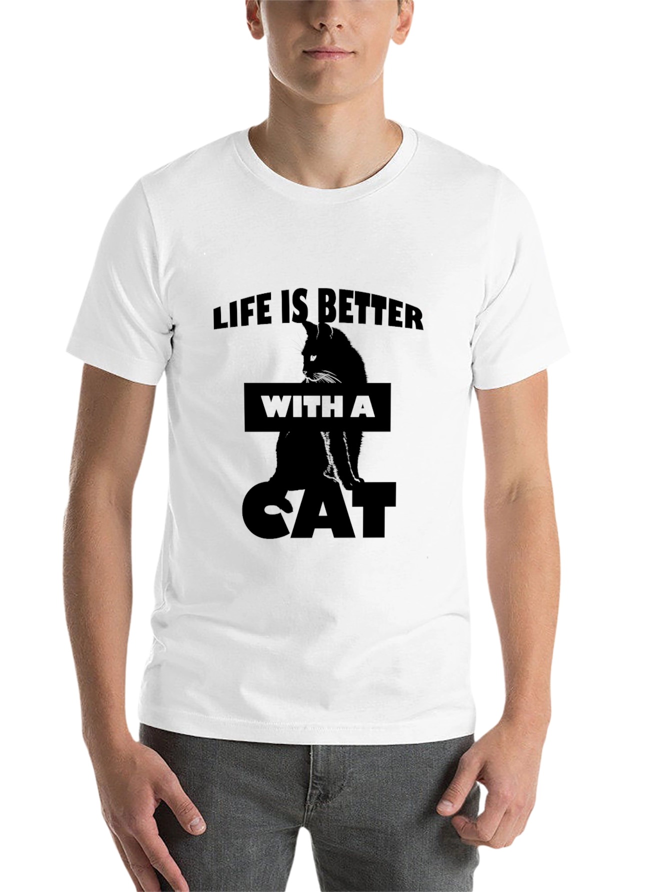 Black Life is Better with a Cat Black T-Shirt view 14
