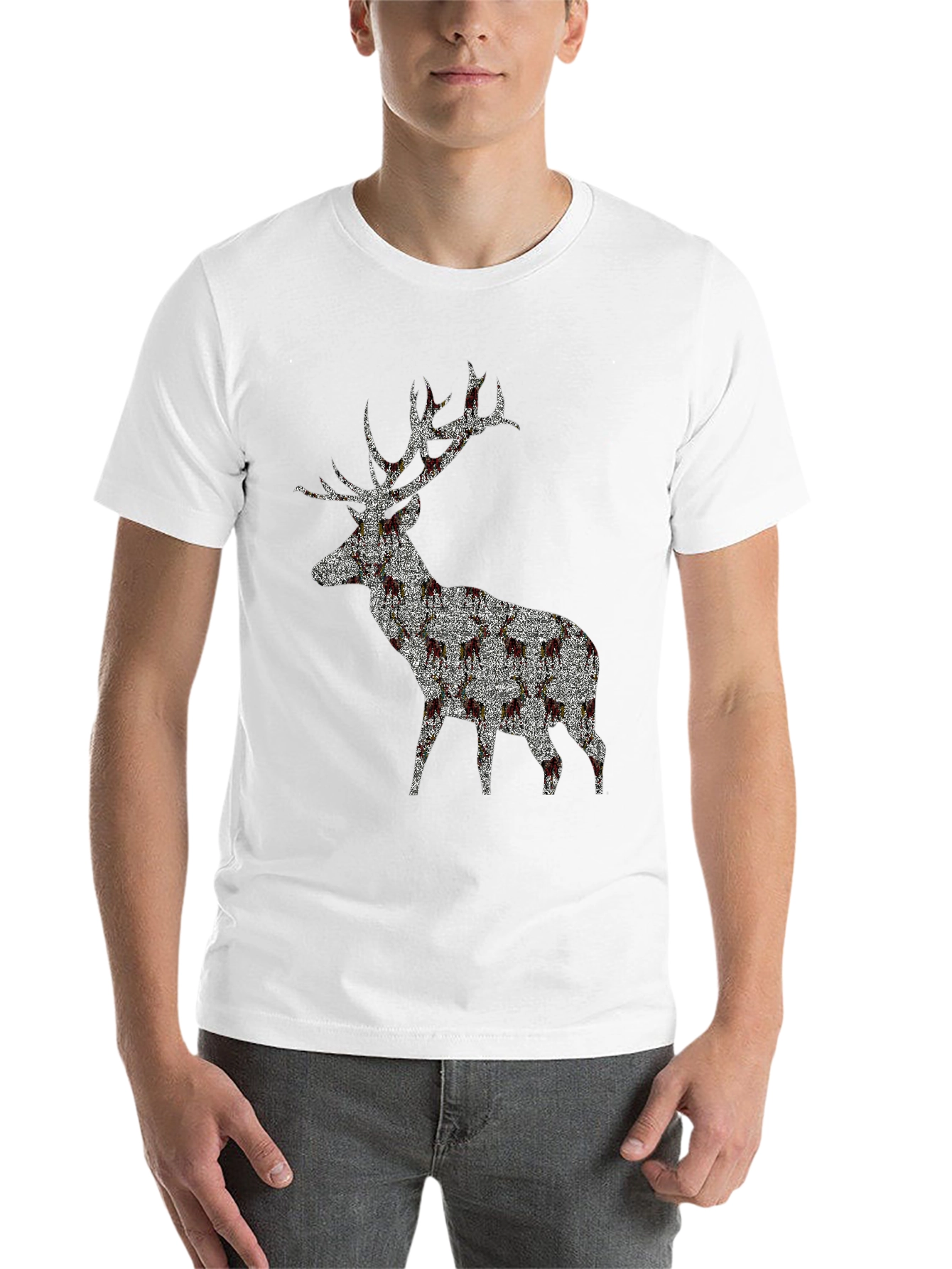 Black Stag Patterned Crew Neck T-Shirt view 14