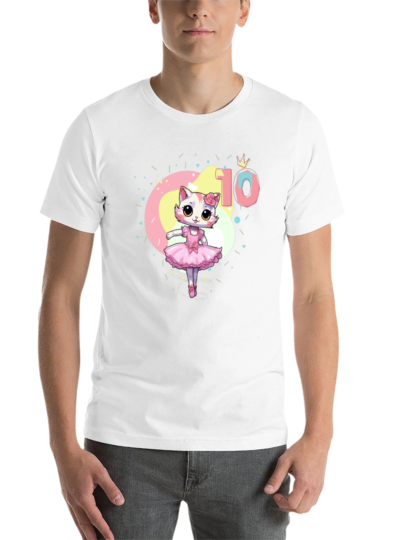 Black Cute Cat Ballerina 10th Birthday T-Shirt view 14