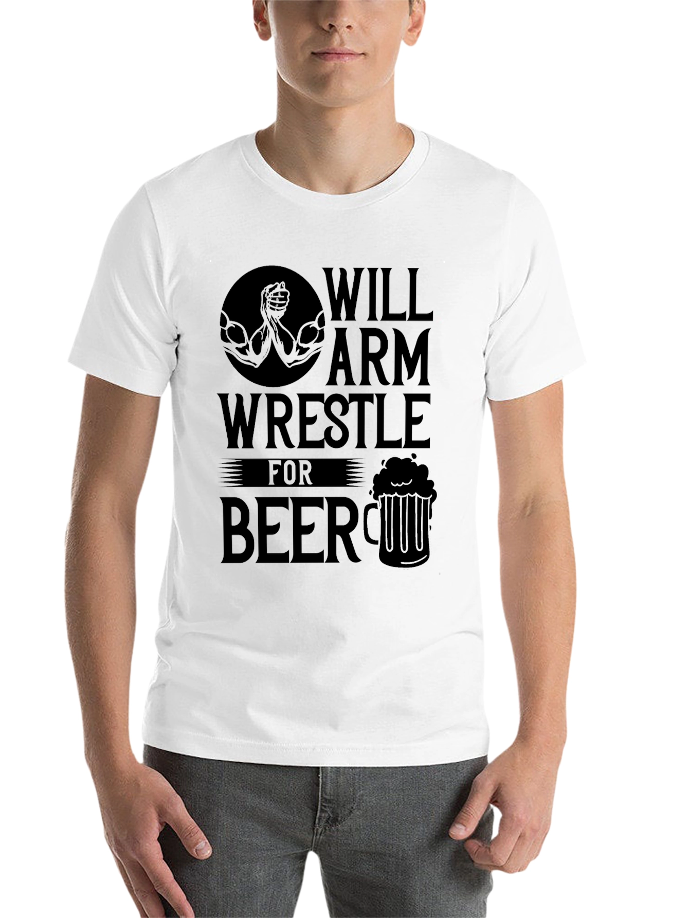Black Will Arm Wrestle for Beer Black T-Shirt view 14