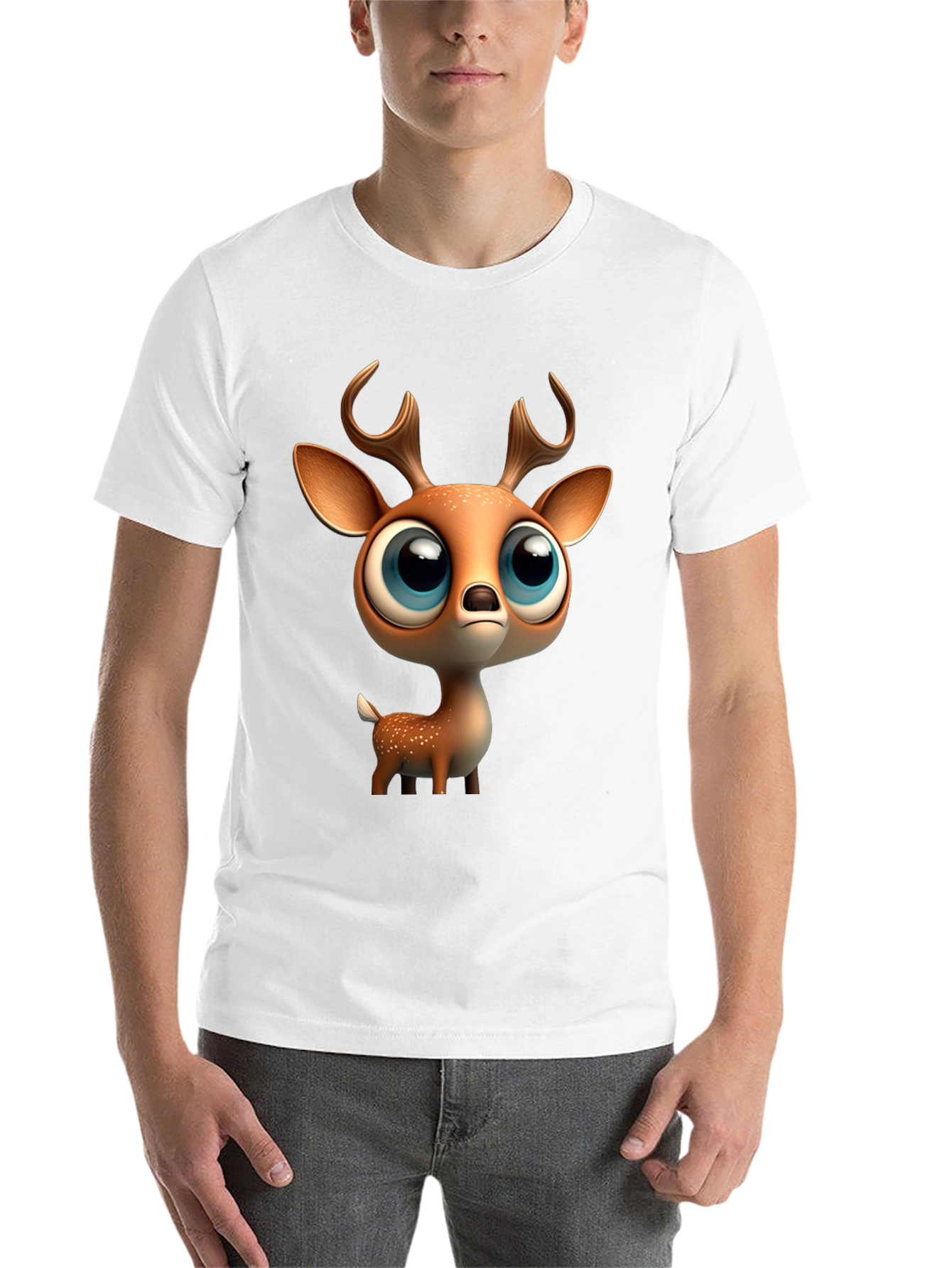 Black Cute Deer Graphic Tee - Stylish Black T-Shirt view 14