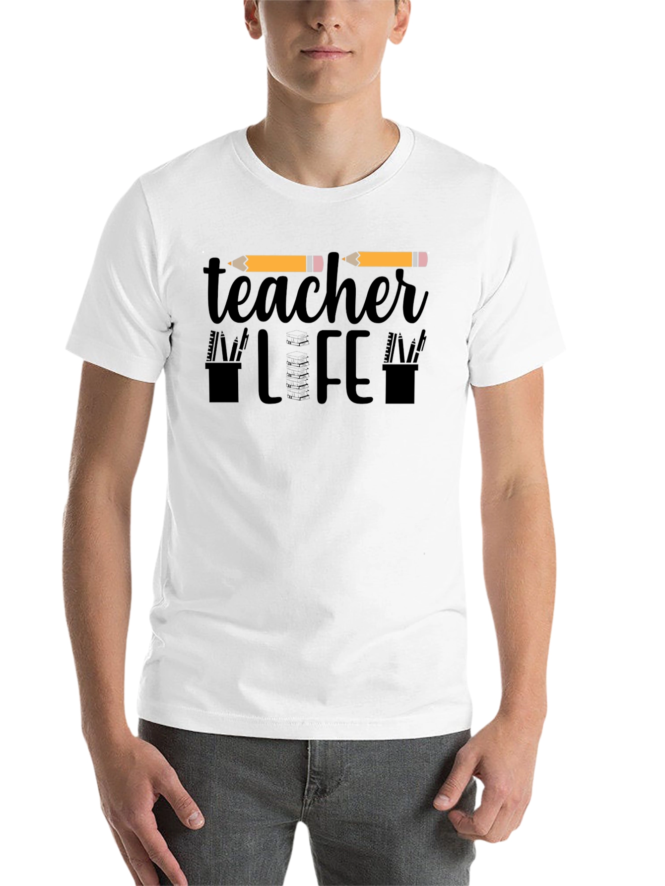 Black Teacher Life Graphic Tee - Black Unisex T-Shirt view 14