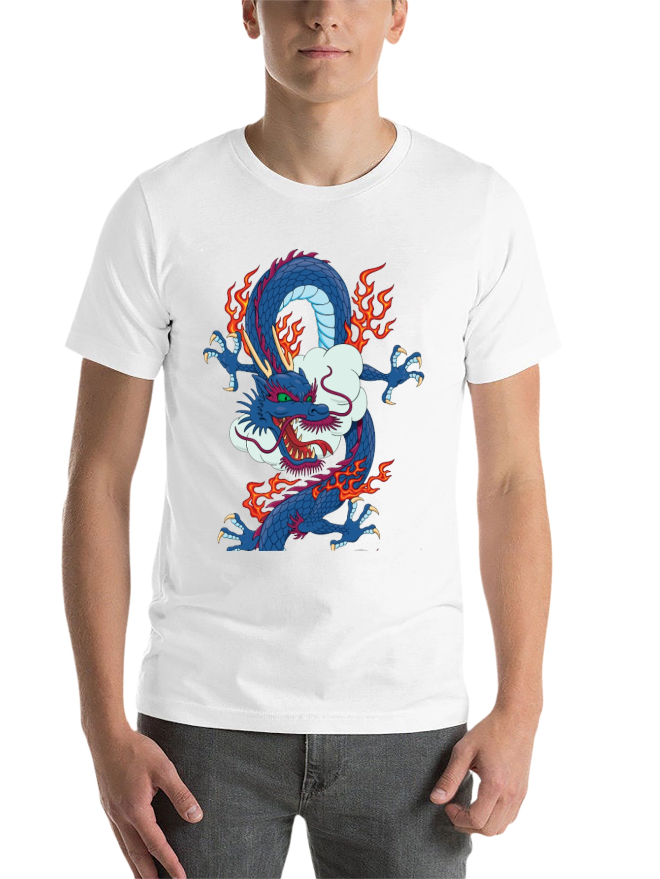 Black Dragon Graphic Print Crew Neck T-Shirt view 14