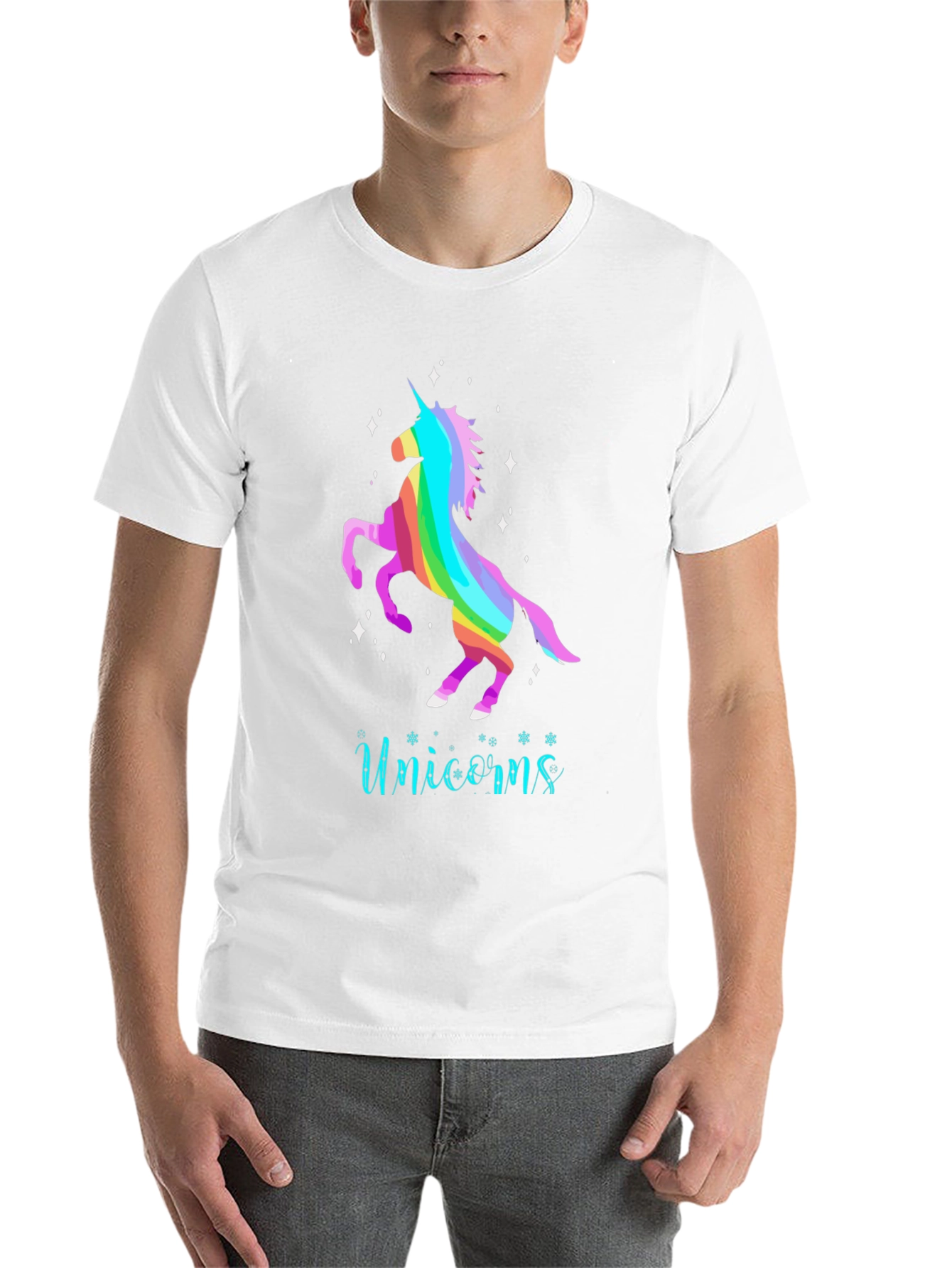 Black Rainbow Unicorn Tee - Magical Graphic T-Shirt view 14