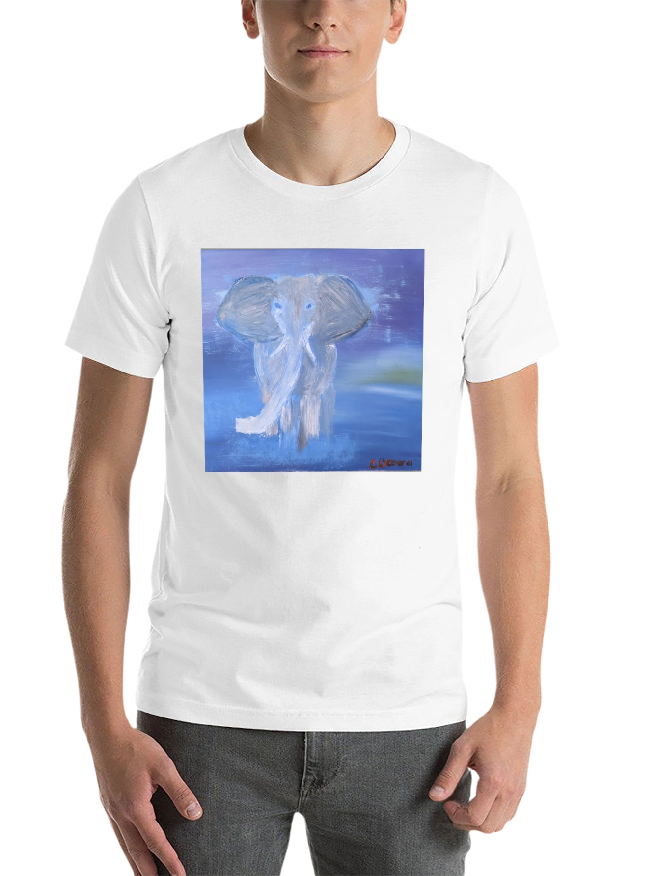Black Elephant Art Graphic T-Shirt - Stylish Crew Neck Tee view 14