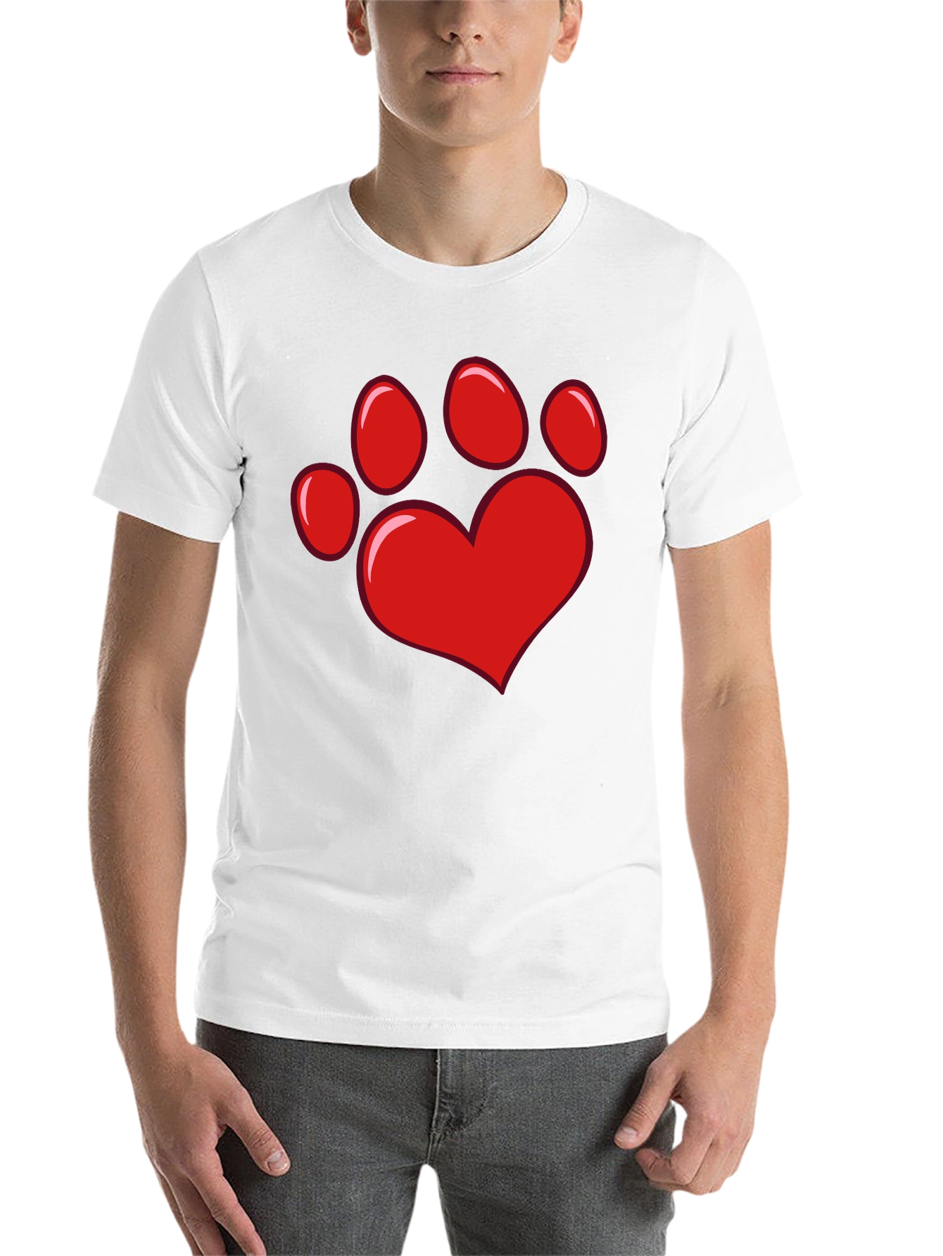 Black Heart Paw Print Black T-Shirt view 14