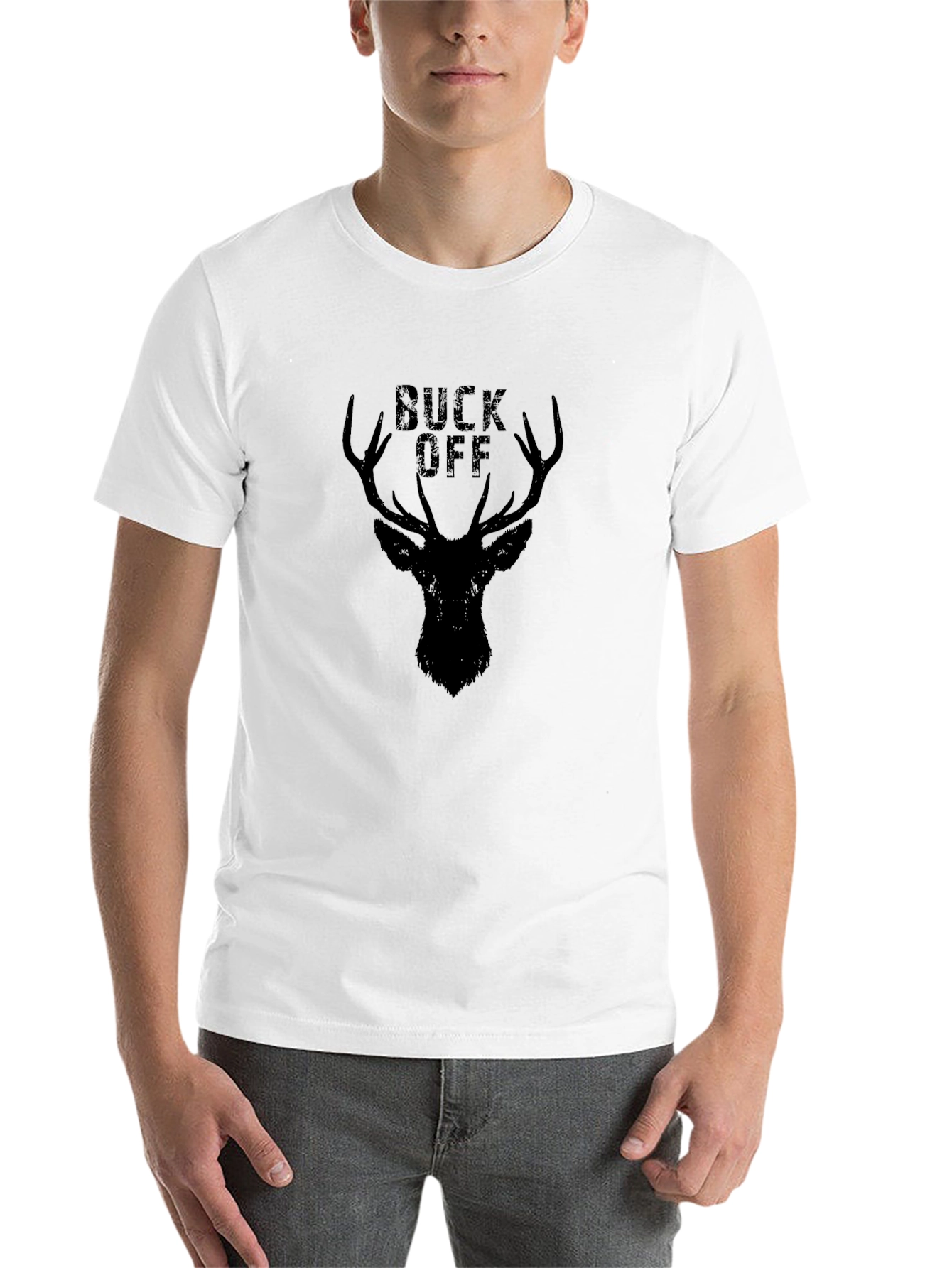 Black Buck Off Deer Graphic Tee - Black Cotton T-Shirt view 14