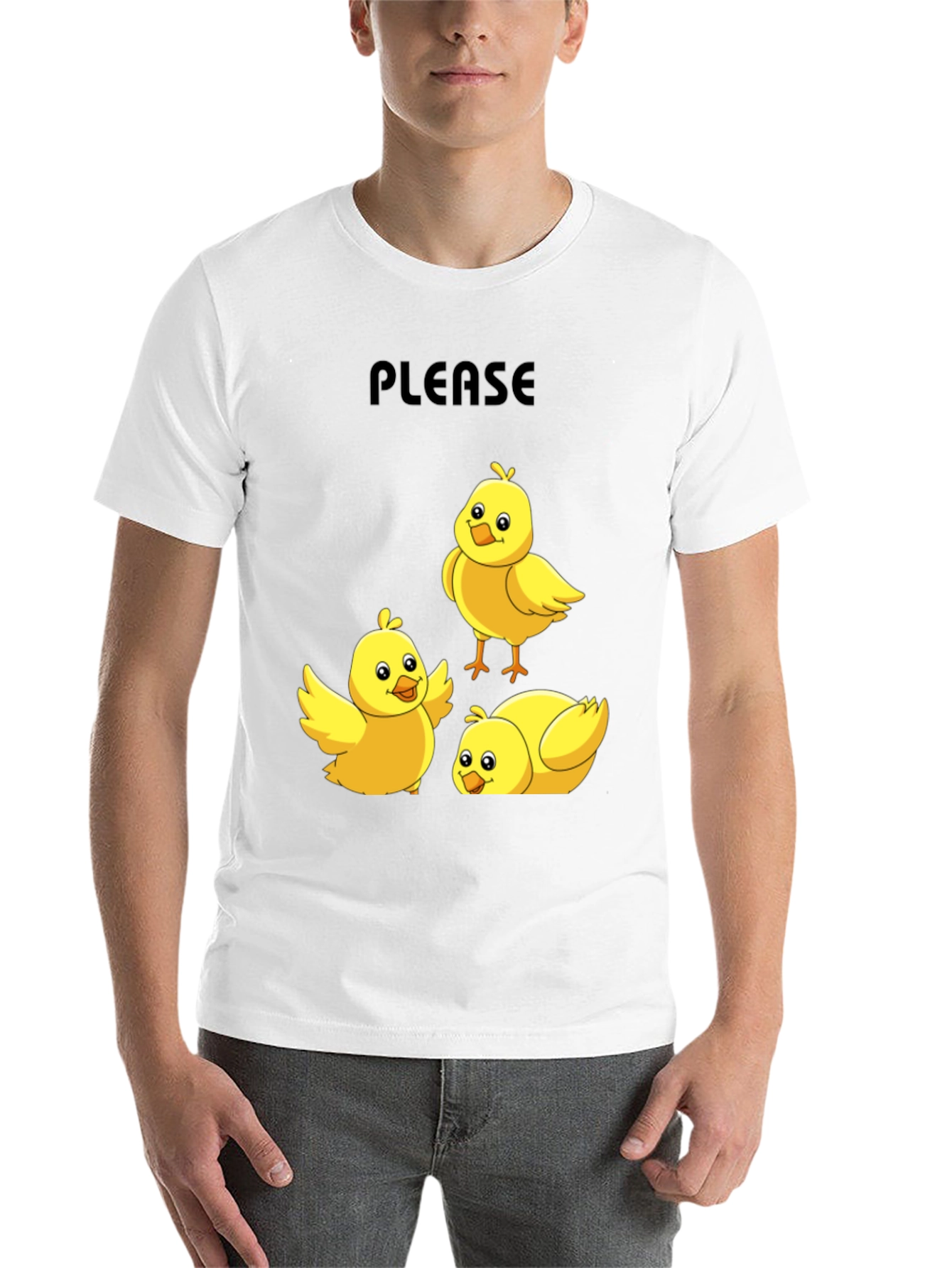 Black Please Chick T-Shirt - Cute Cartoon Animal Tee view 14