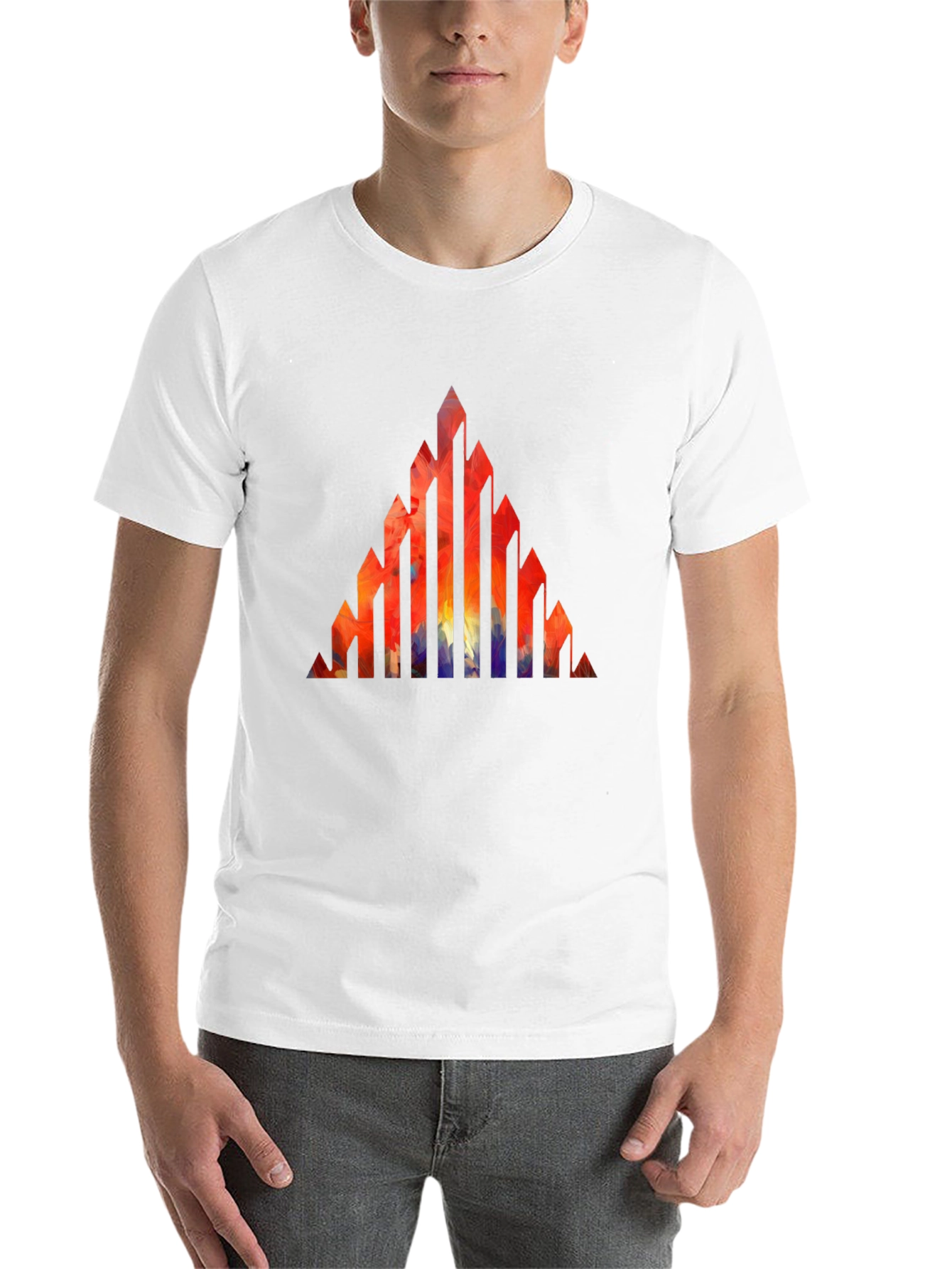 Black Abstract Geometric Peak T-Shirt view 14