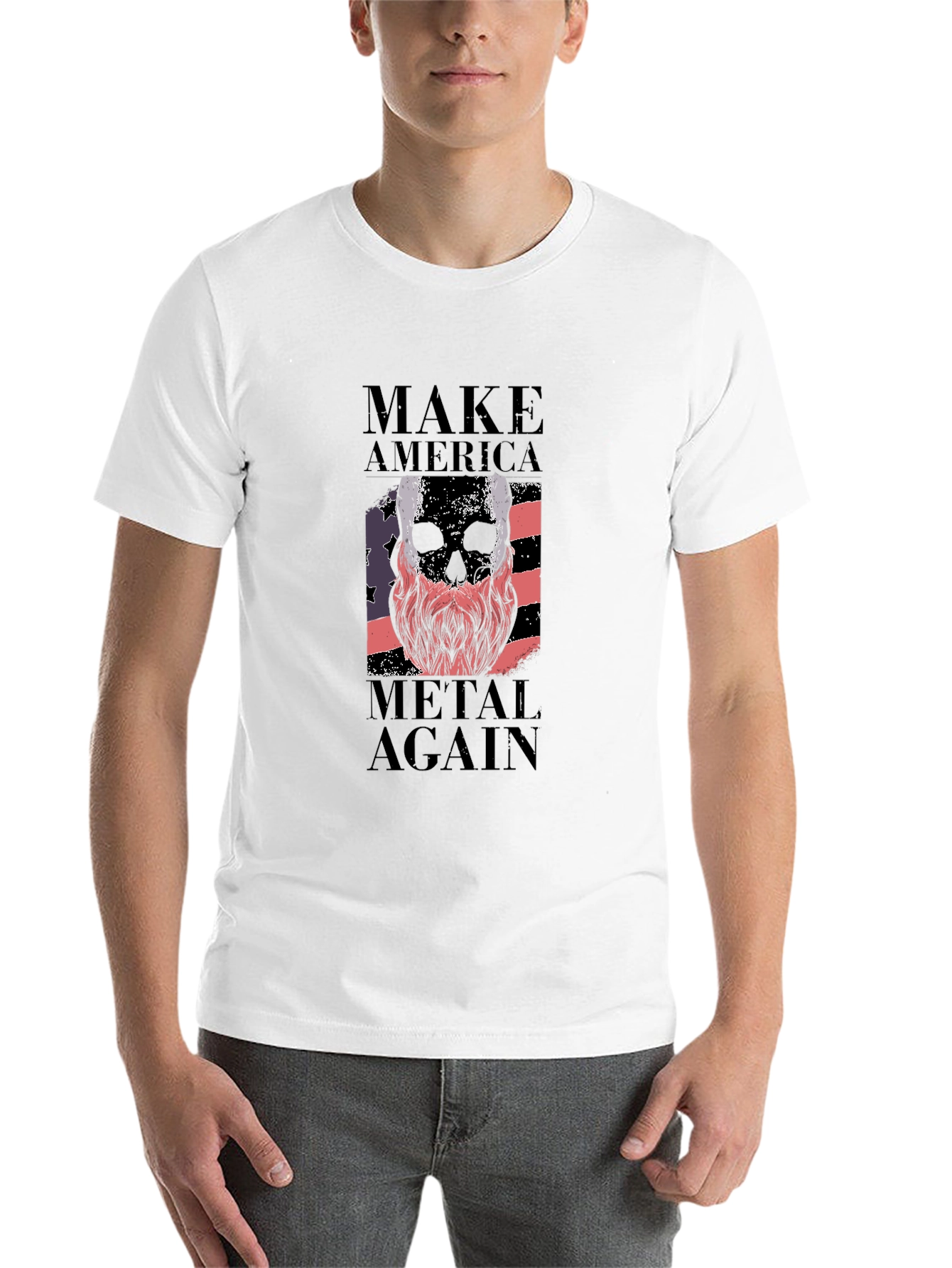 Black Make America Metal Again Skull T-Shirt view 14
