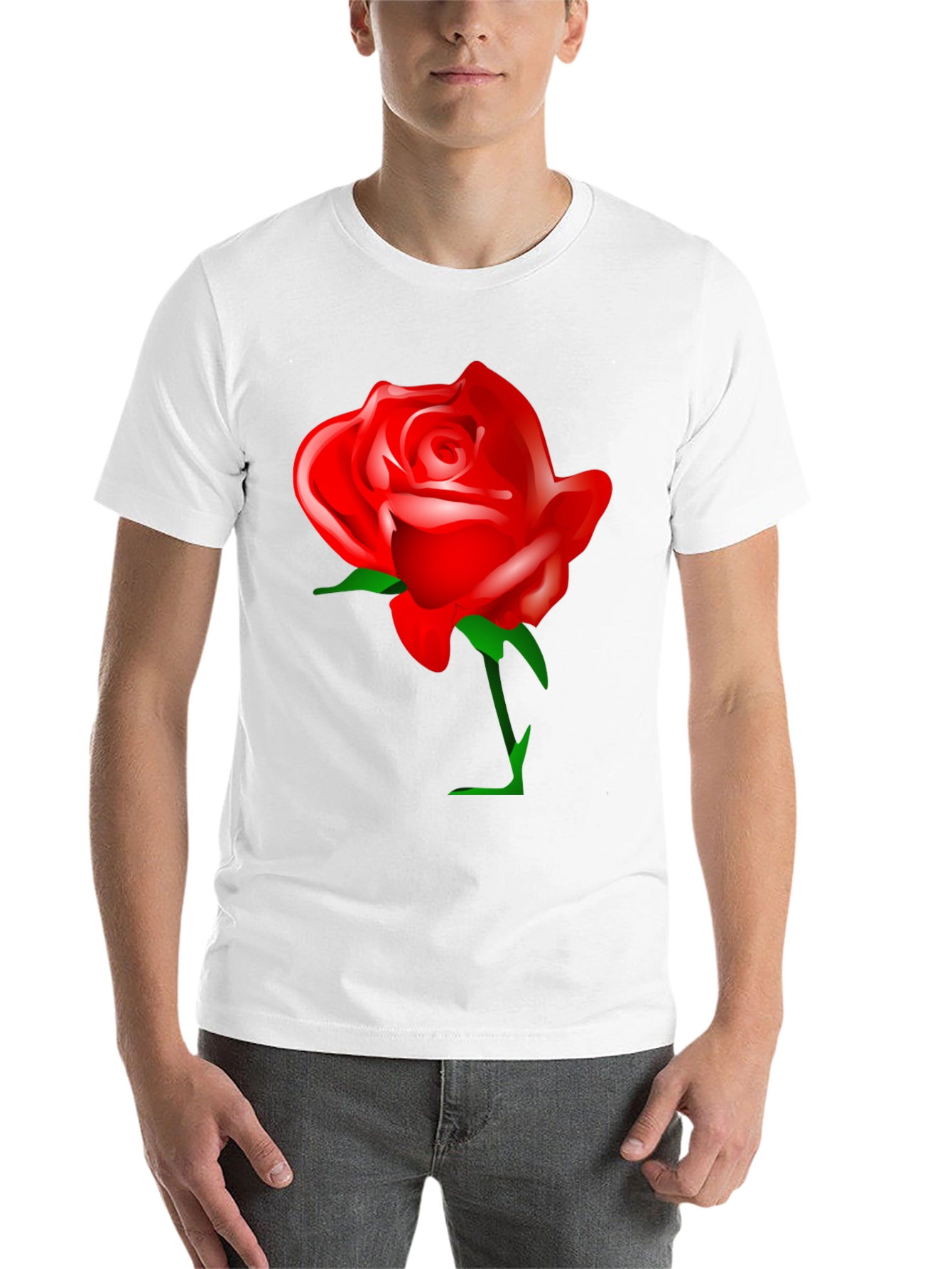 Black Bold Red Rose Graphic T-Shirt - Black Cotton Blend view 14