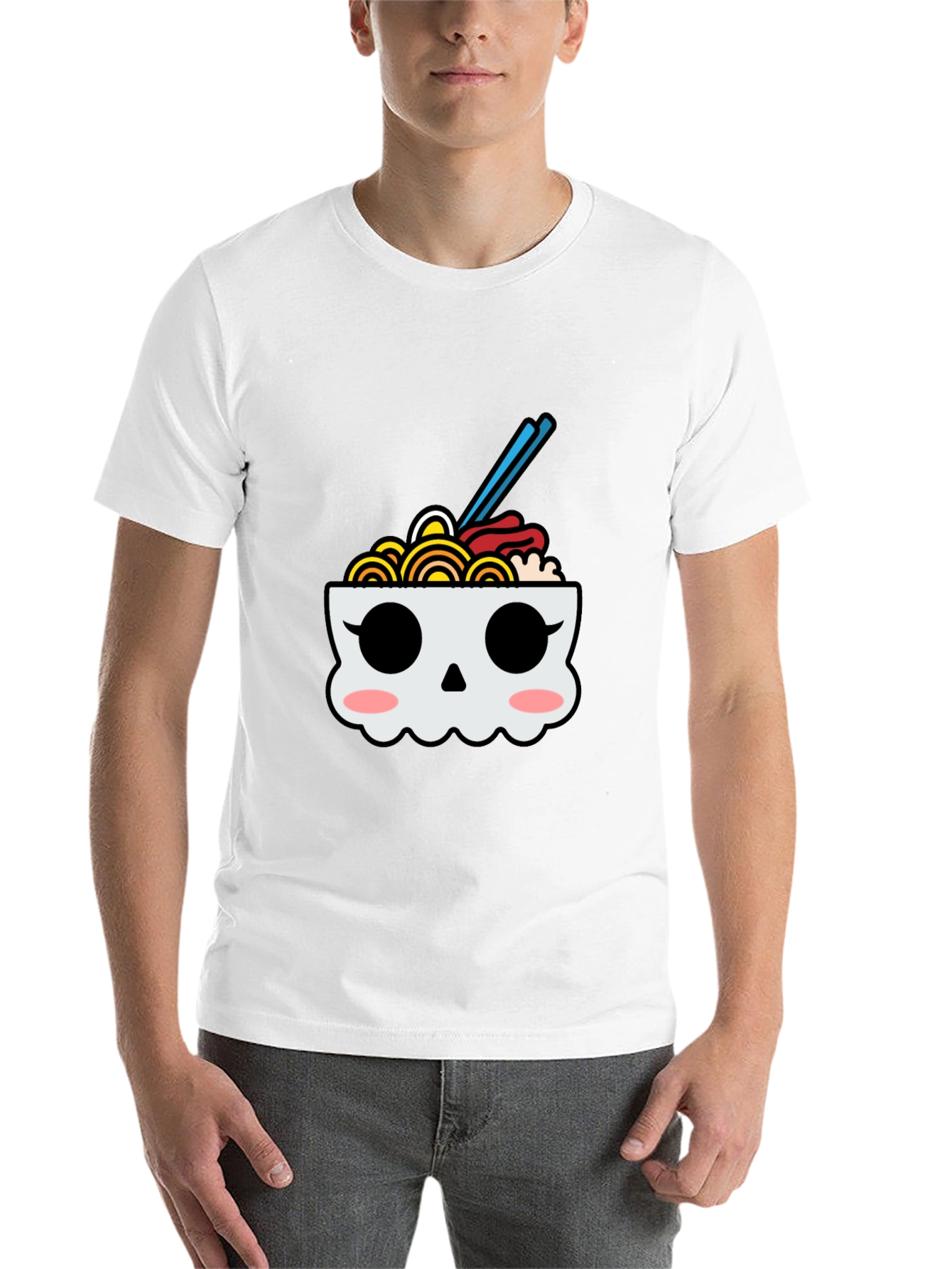 Ramen Skull Graphic Tee - Kawaii Foodie T-Shirt - 14