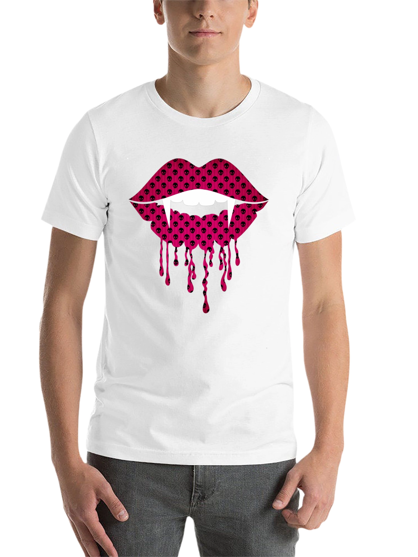 Black Vampire Lips Graphic Tee - Halloween Fashion view 14