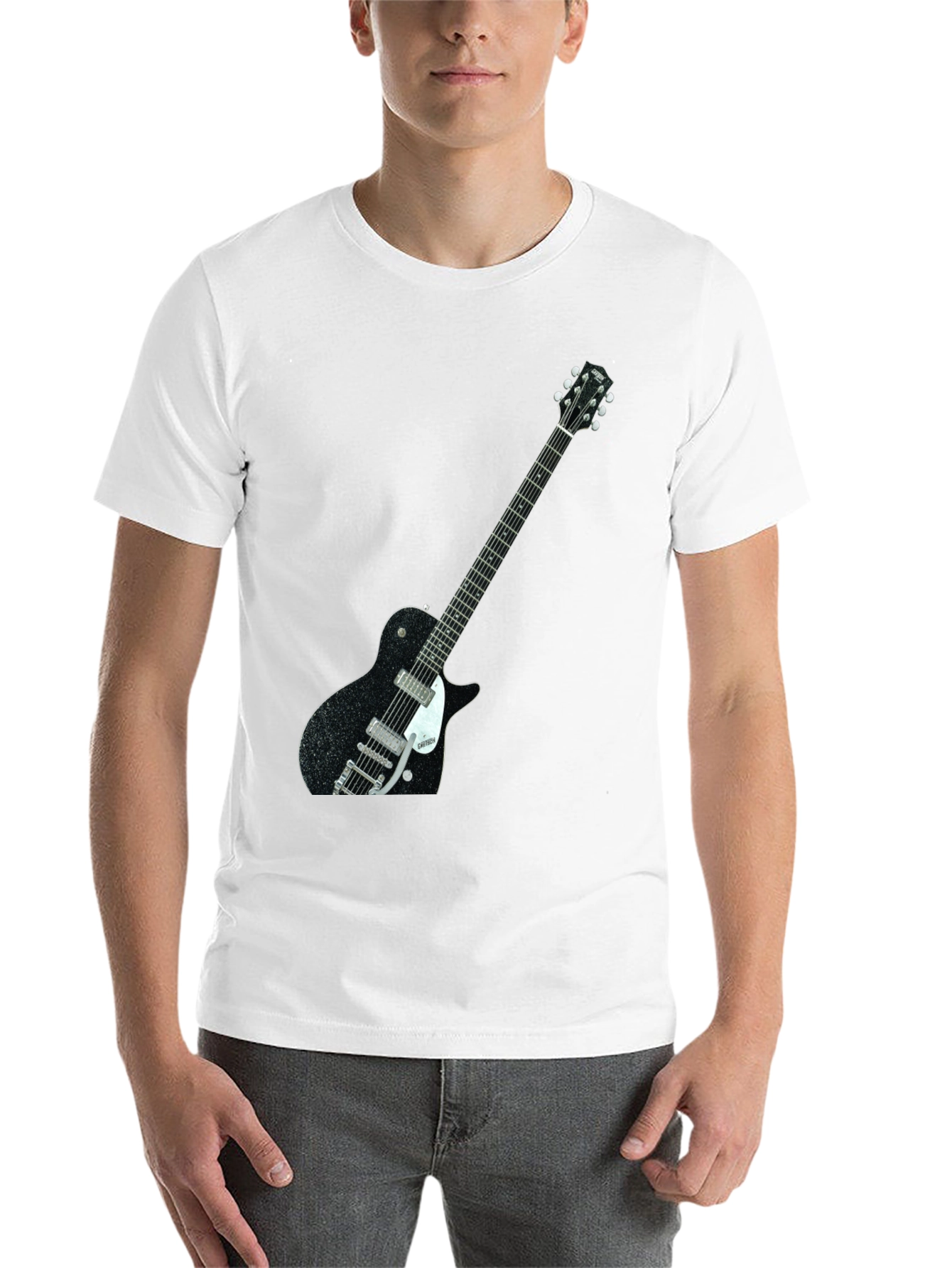 Black Black T-Shirt with Guitar Graphic view 14