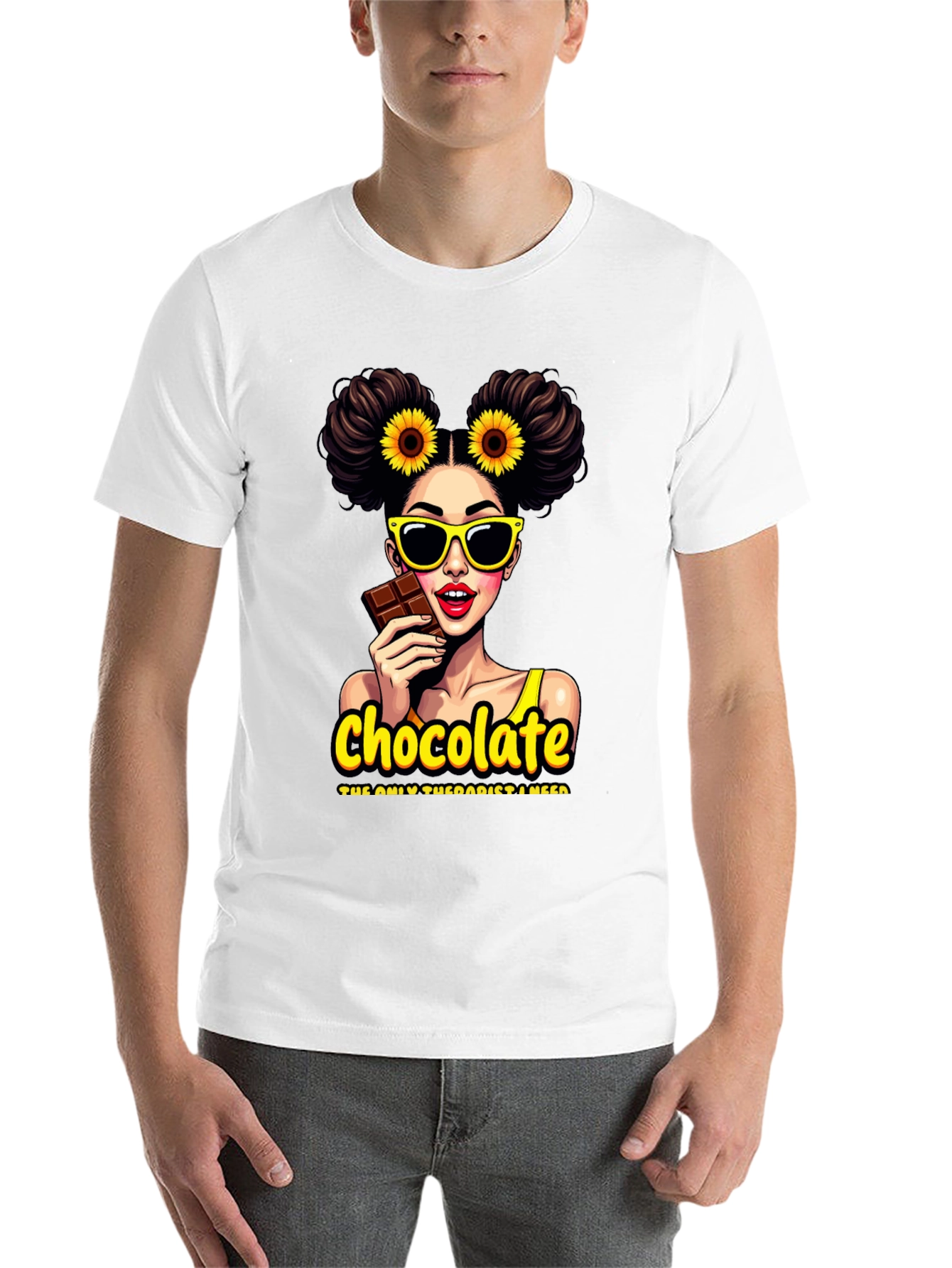 Black Chocolate Therapist Graphic Tee - Black Cotton T-Shirt view 14