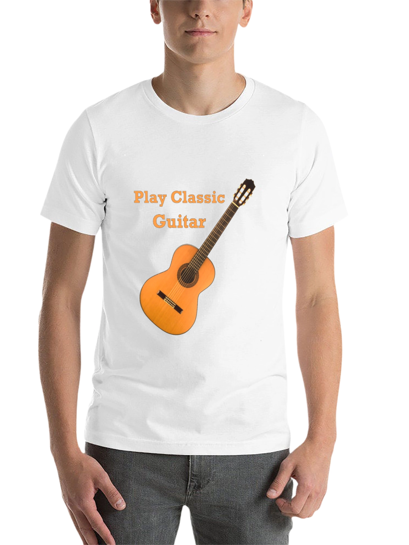 Black Classic Guitar T-Shirt - Play Classic Guitar Design view 14