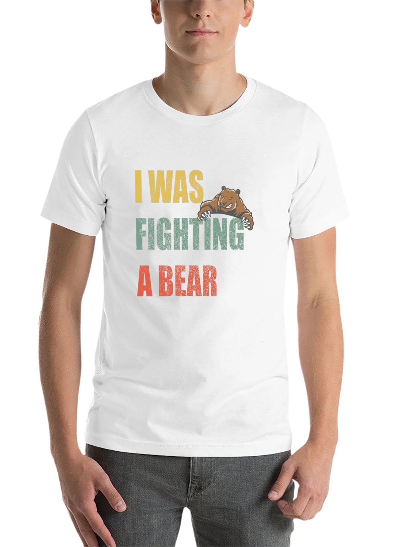Black I Was Fighting A Bear Graphic T-Shirt view 14