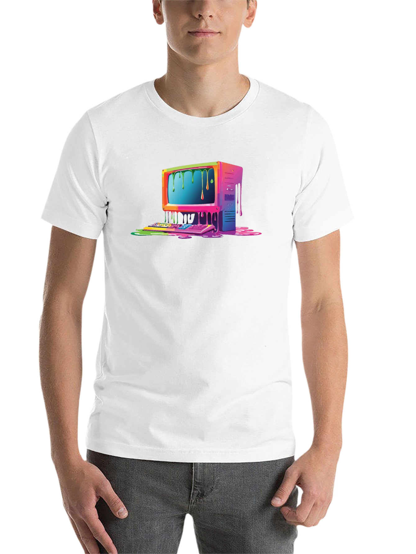 Black Retro Melting Computer Graphic Tee - Black view 14