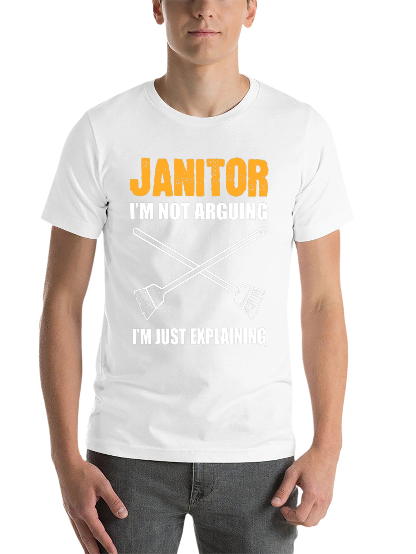 Black Janitor Explaining T-Shirt - Funny Cleaning Crew Apparel view 14