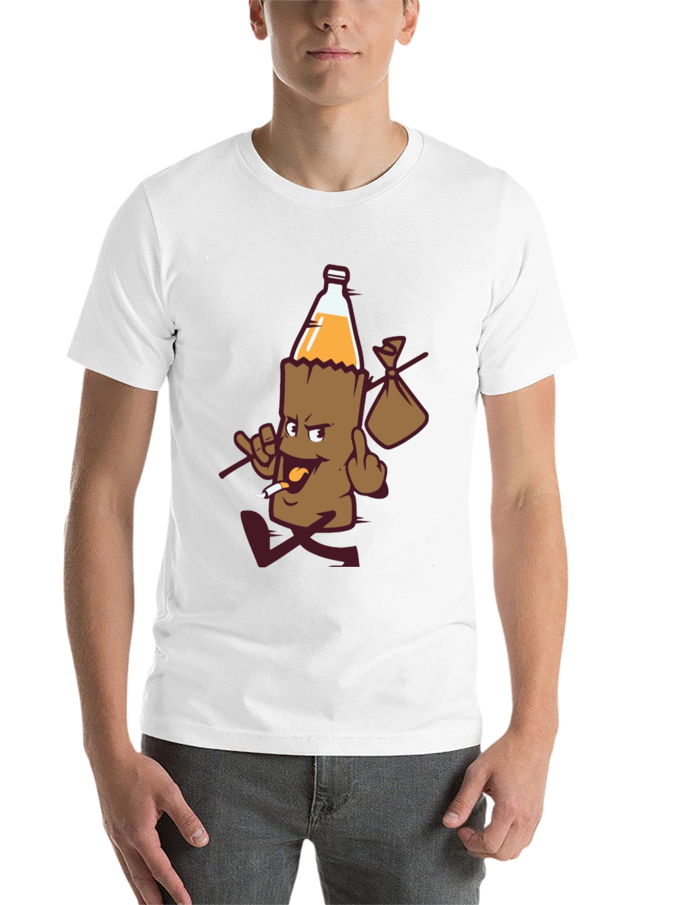 Black Novelty Cartoon Beer Bottle T-Shirt view 14