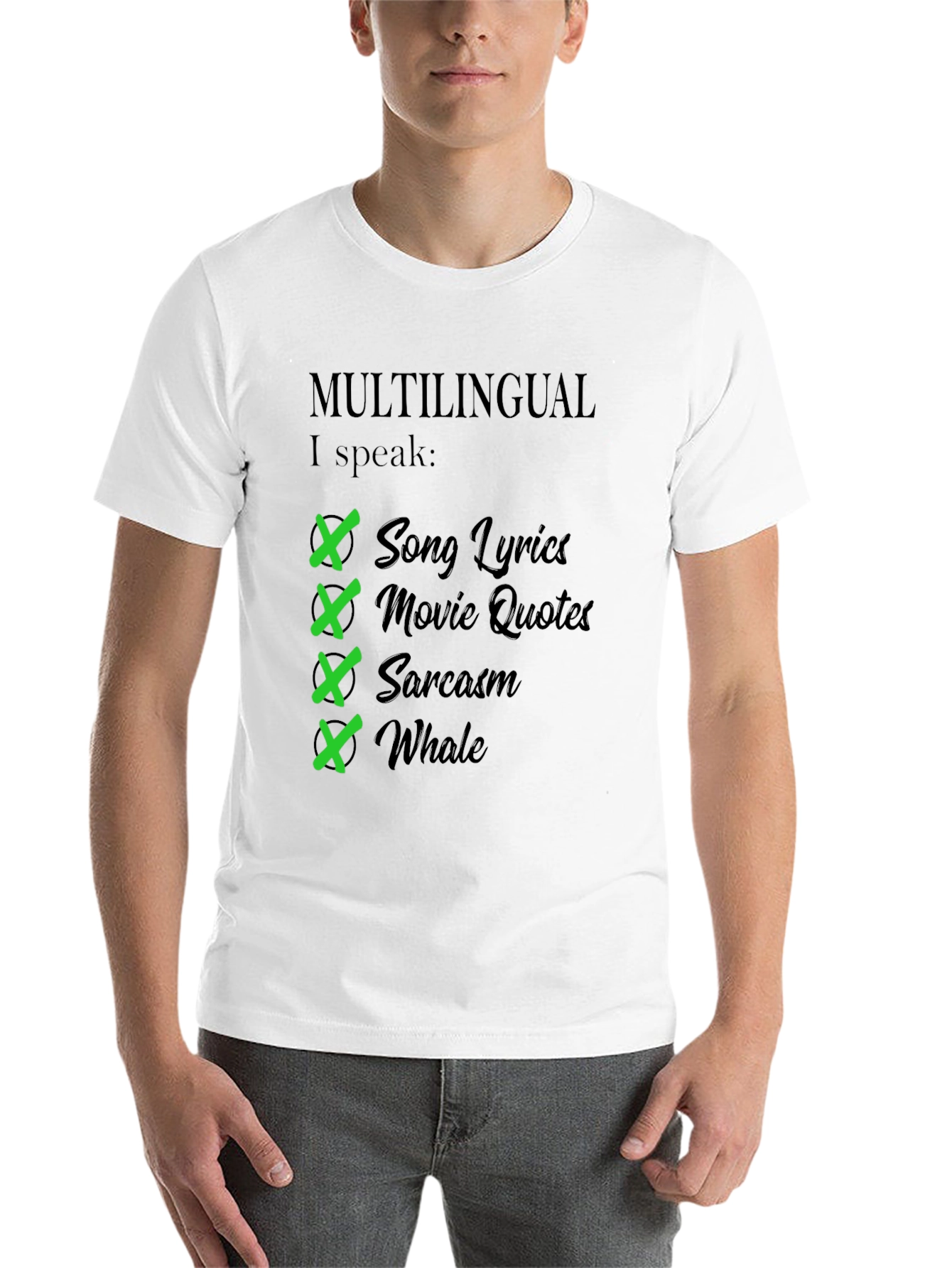 Black Multilingual I Speak T-Shirt - Humorous Gift view 14