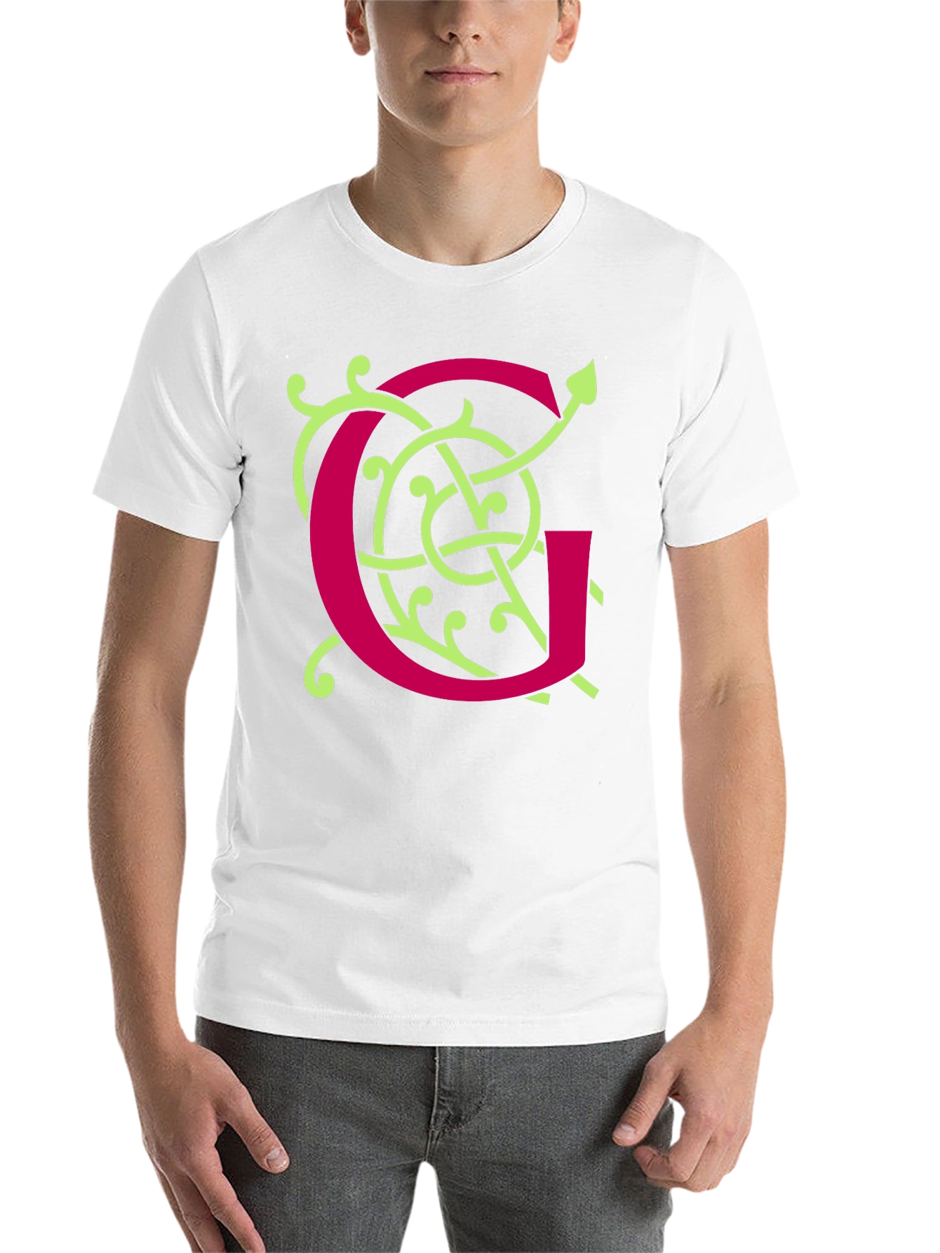Black Ornamental Initial 'G' Black T-Shirt view 14