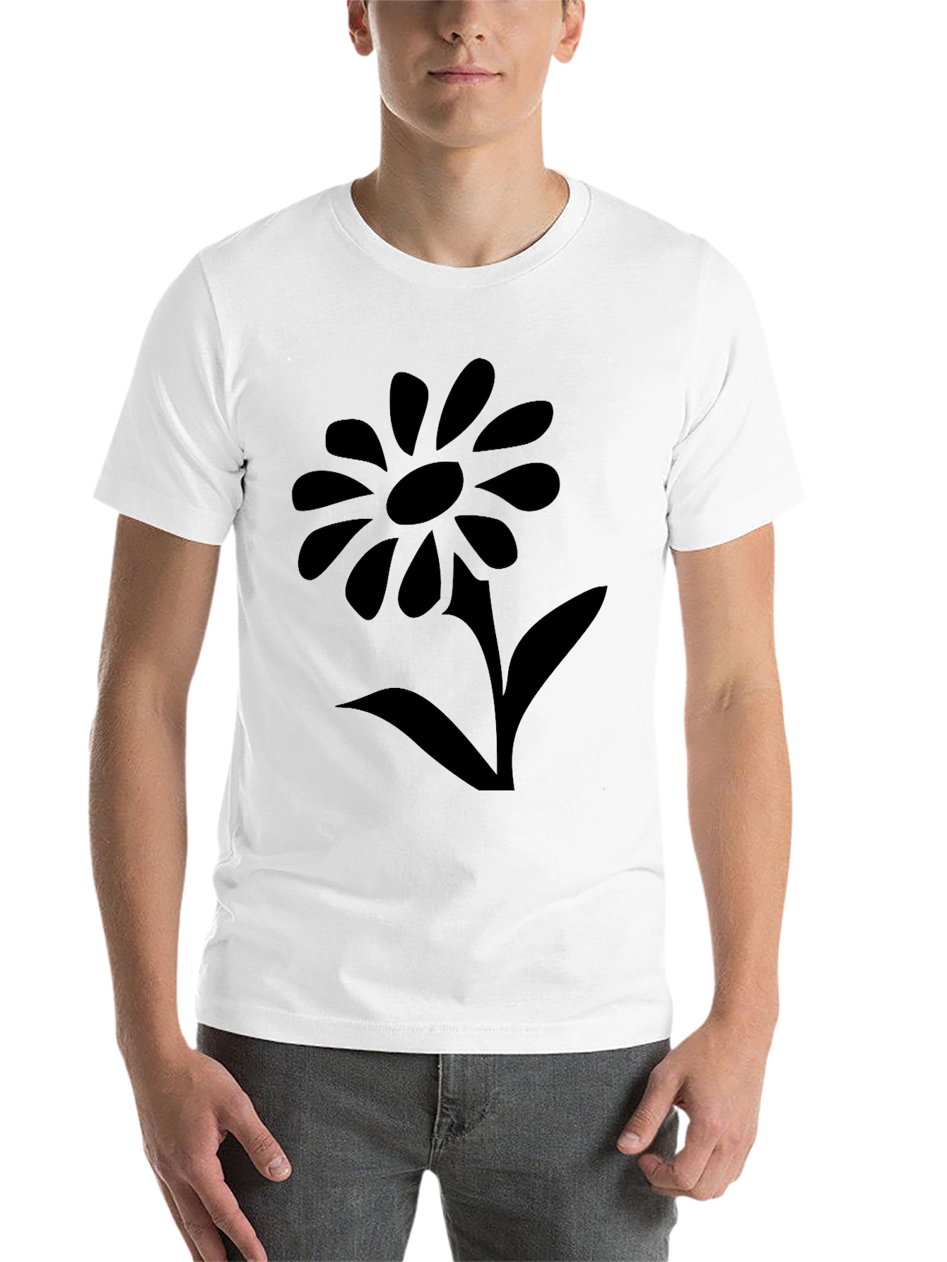 Black Black T-Shirt with Flower Graphic view 14
