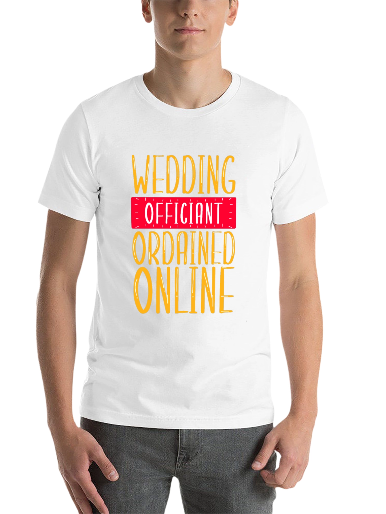 Black Wedding Officiant T-Shirt - Ordained Online view 14