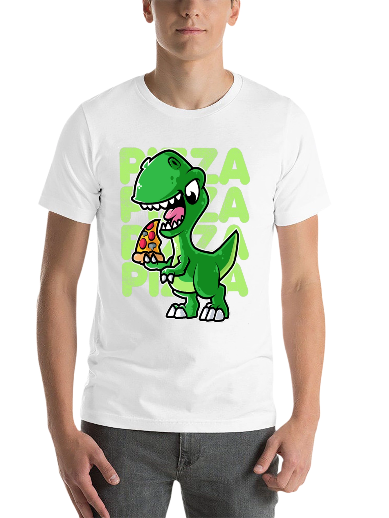 Black Dino Pizza T-Shirt - Cute Cartoon Design view 14