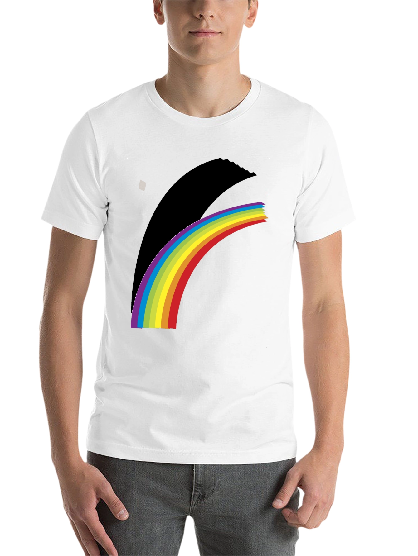 Black Rainbow Prism Graphic Tee - Soft Cotton Blend view 14