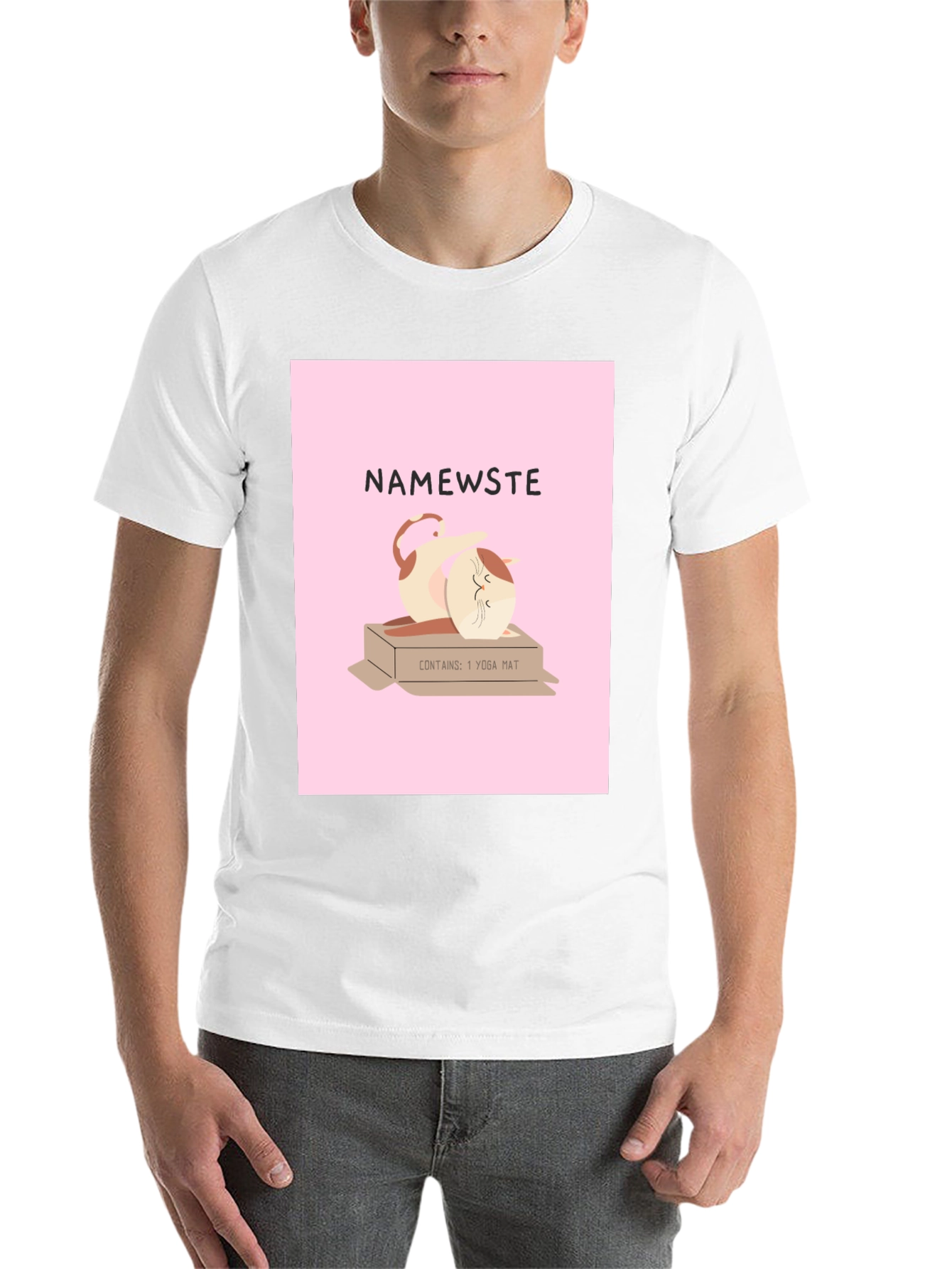 Black Namewste Cat Yoga T-Shirt view 14