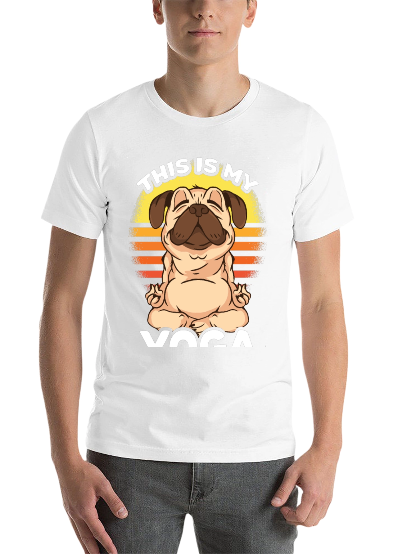Black Pug Yoga T-Shirt - This is My Yoga view 14