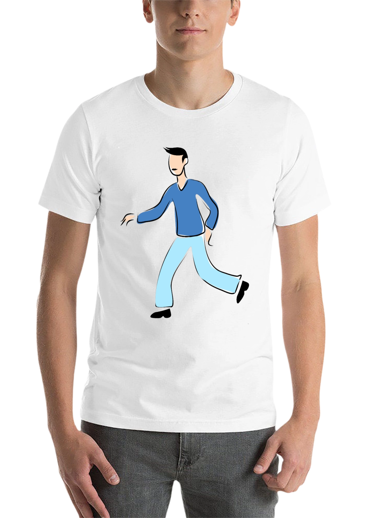 Black Black Cartoon Man T-Shirt view 14