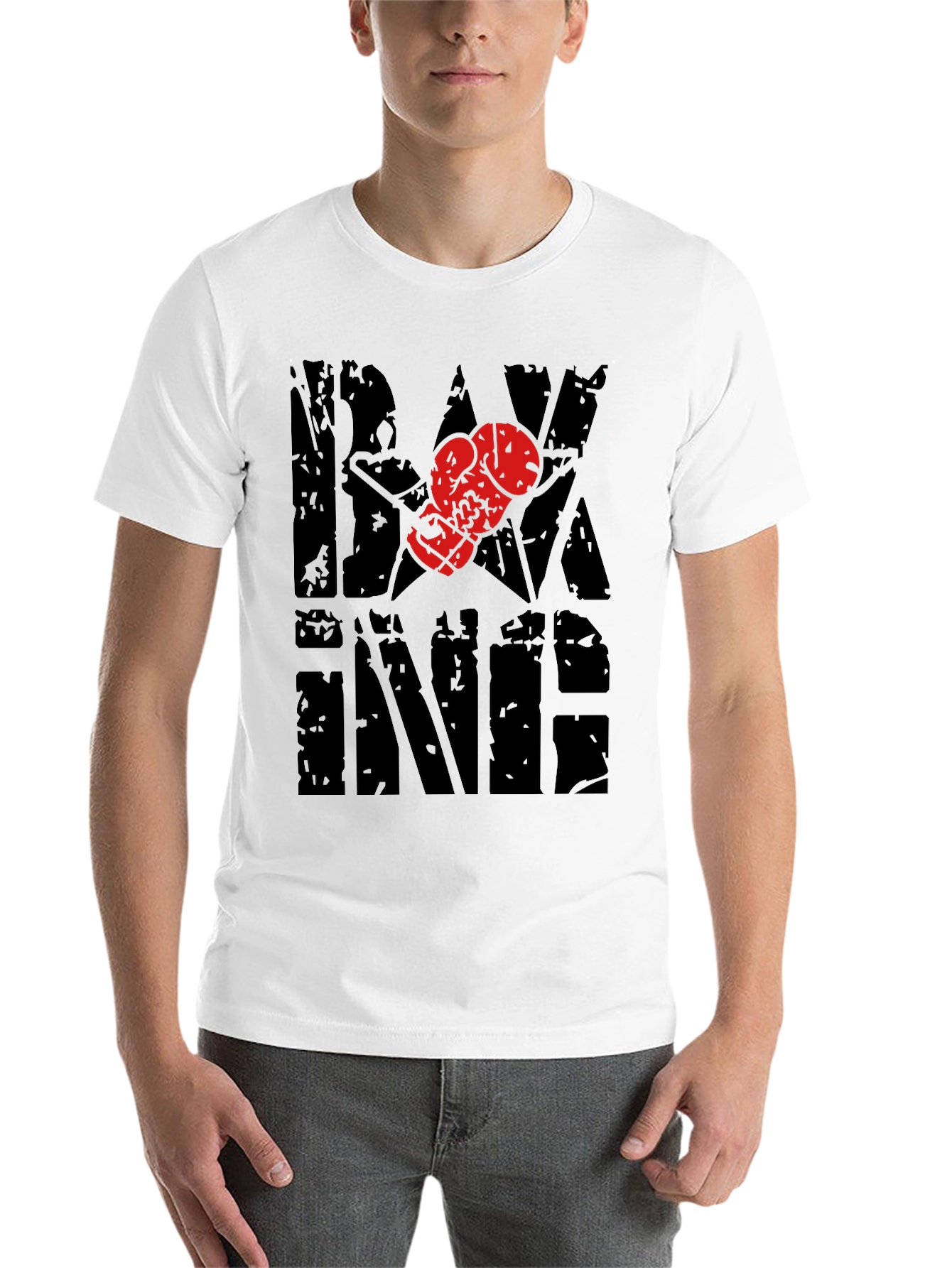 Black Boxing T-Shirt with Glove Graphic view 14