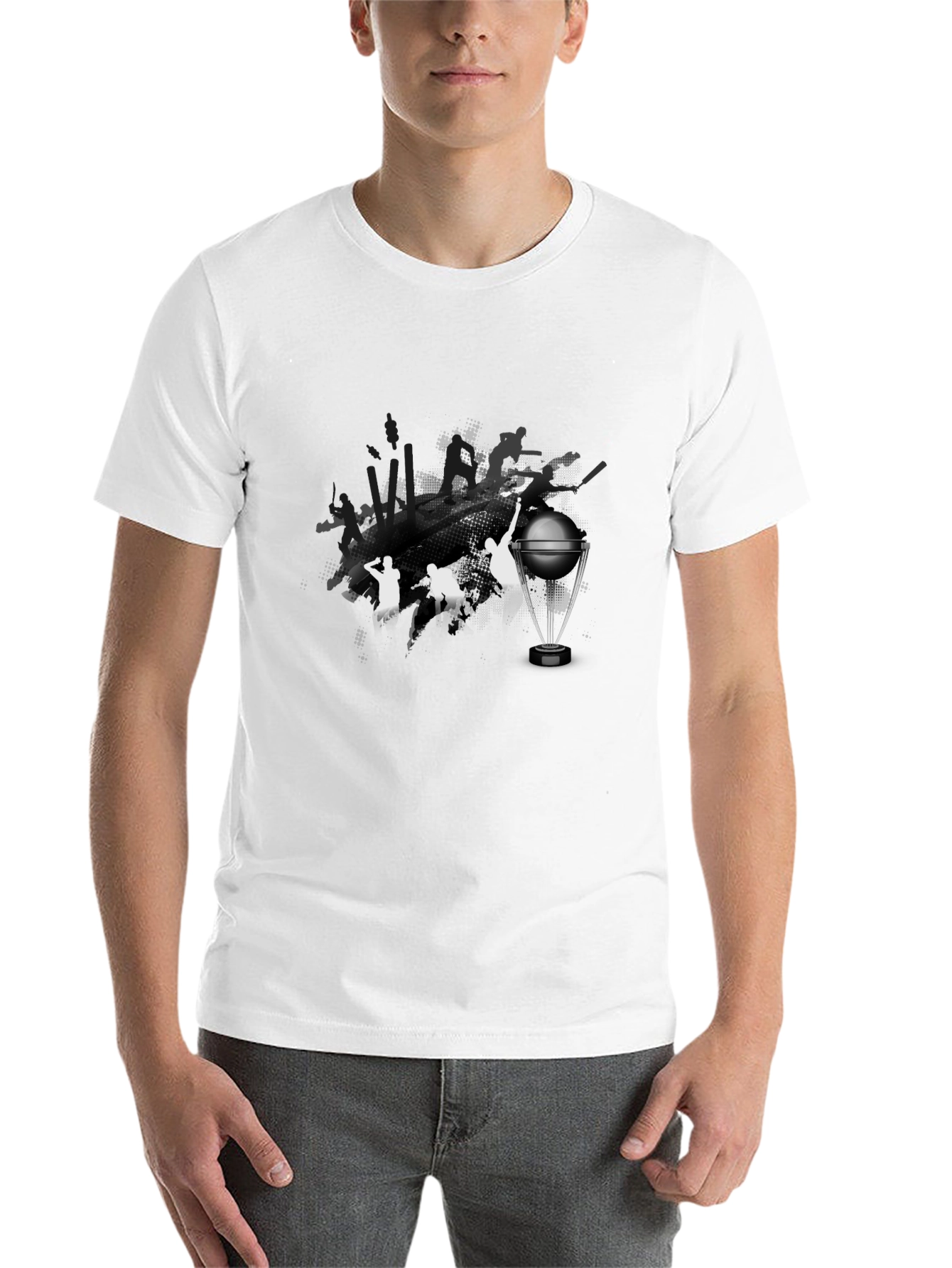 Black Cricket World Cup Graphic Tee - Black Cotton T-Shirt view 14