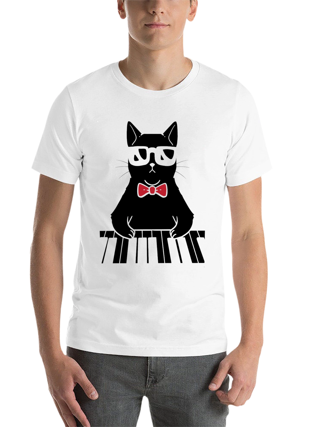 Black Cool Cat Musician T-Shirt view 14