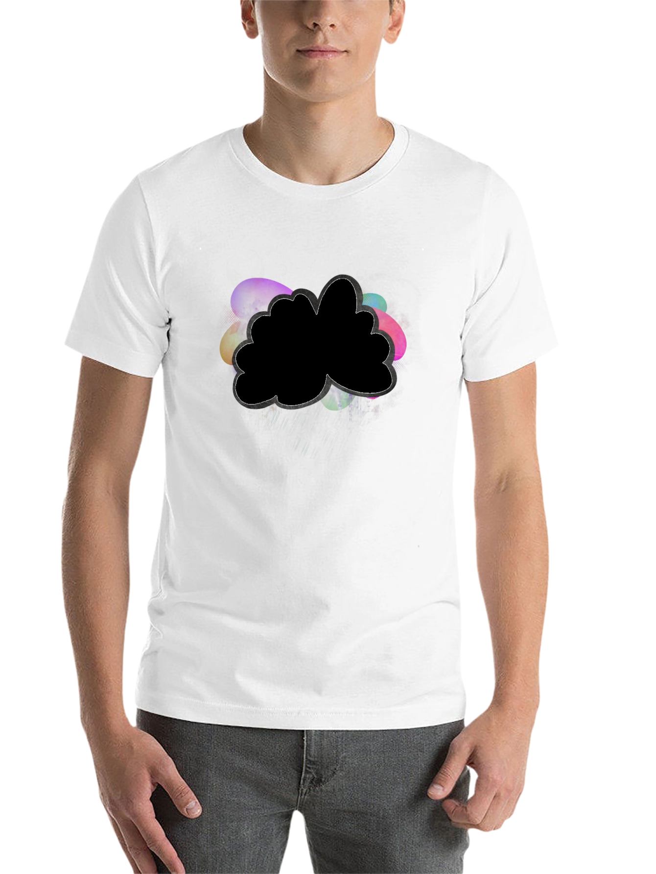 Black Unique Graphic Tee - Abstract Cloud Design view 14
