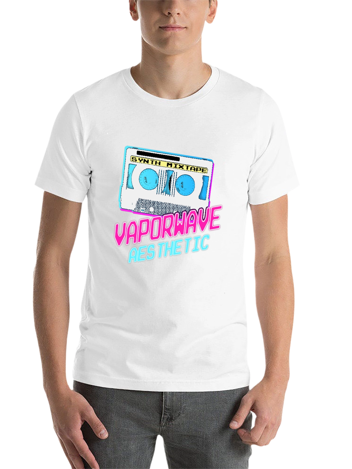Black Vaporwave Aesthetic Synth Mixtape T-Shirt view 14