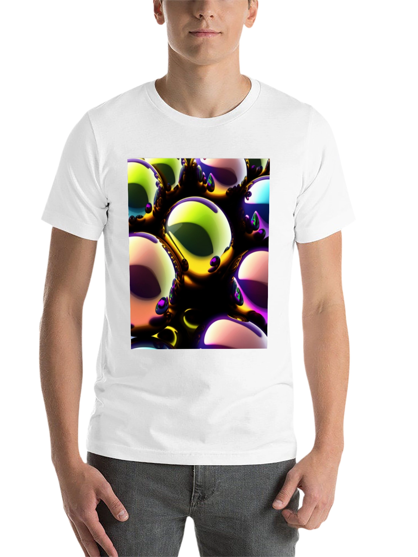 Black Abstract Spheres Graphic Tee view 14
