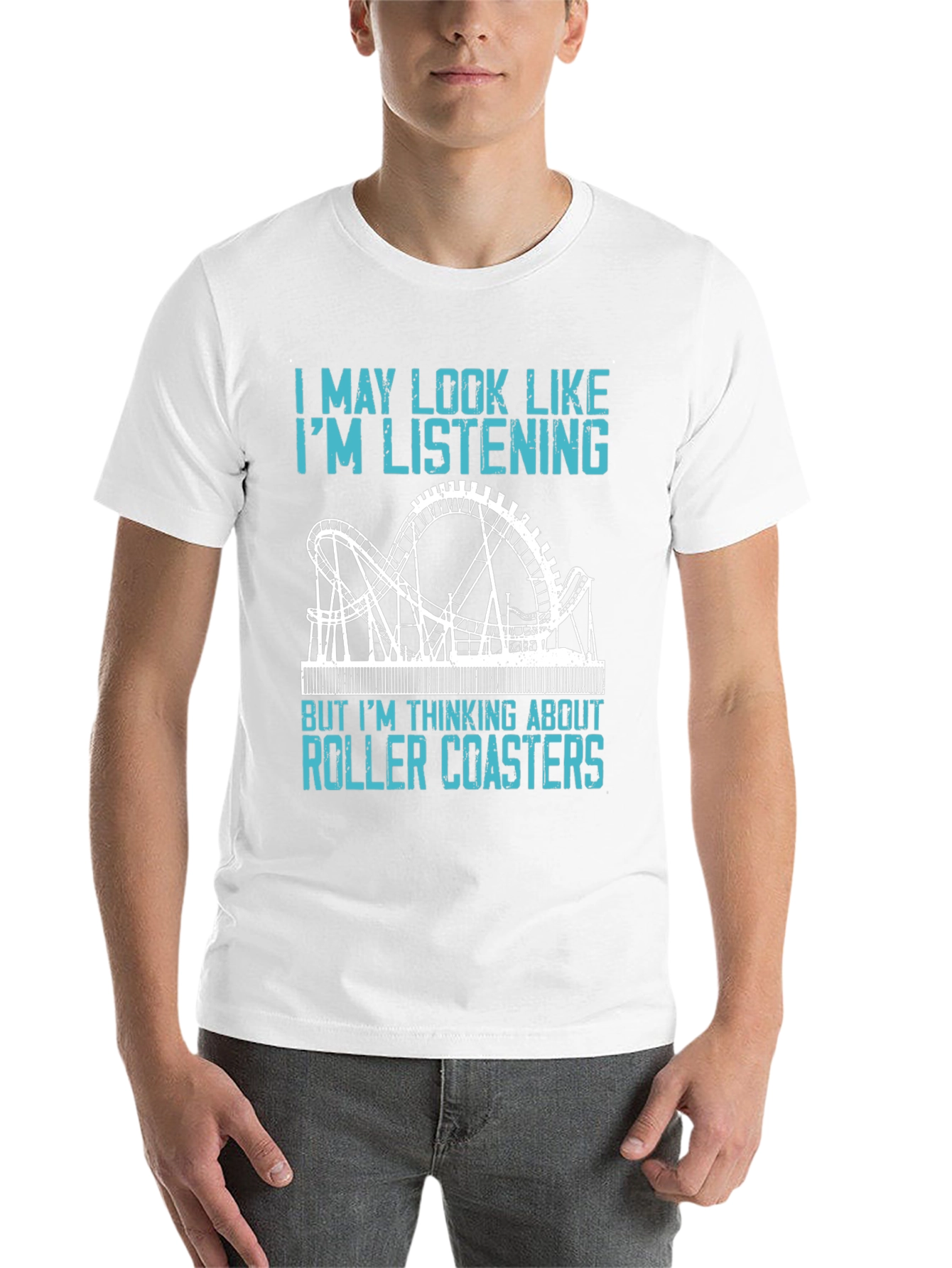 Black Roller Coaster T-Shirt - I'm Thinking About Roller Coasters view 14