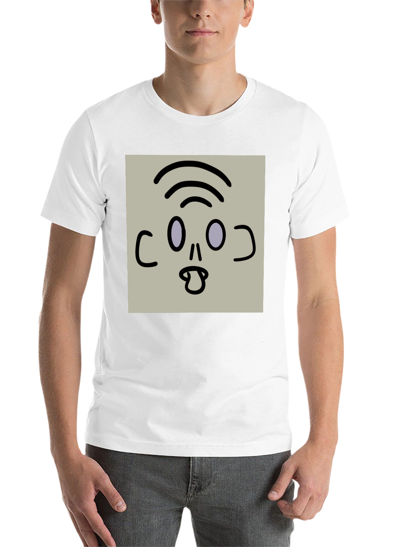 Black Cartoon Face Graphic T-Shirt, Black view 14