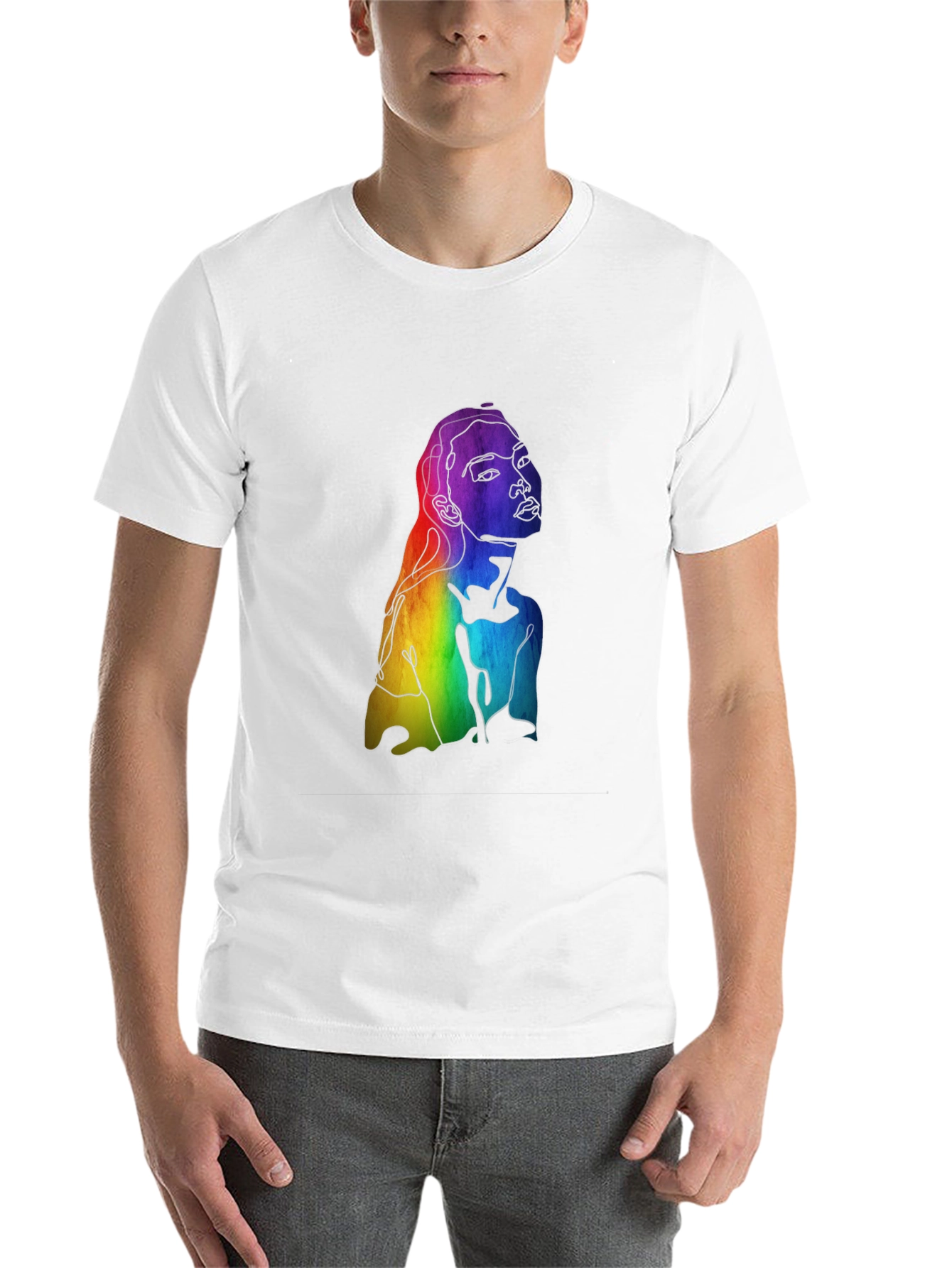 Black Rainbow Woman Graphic Tee - Black Cotton Blend view 14