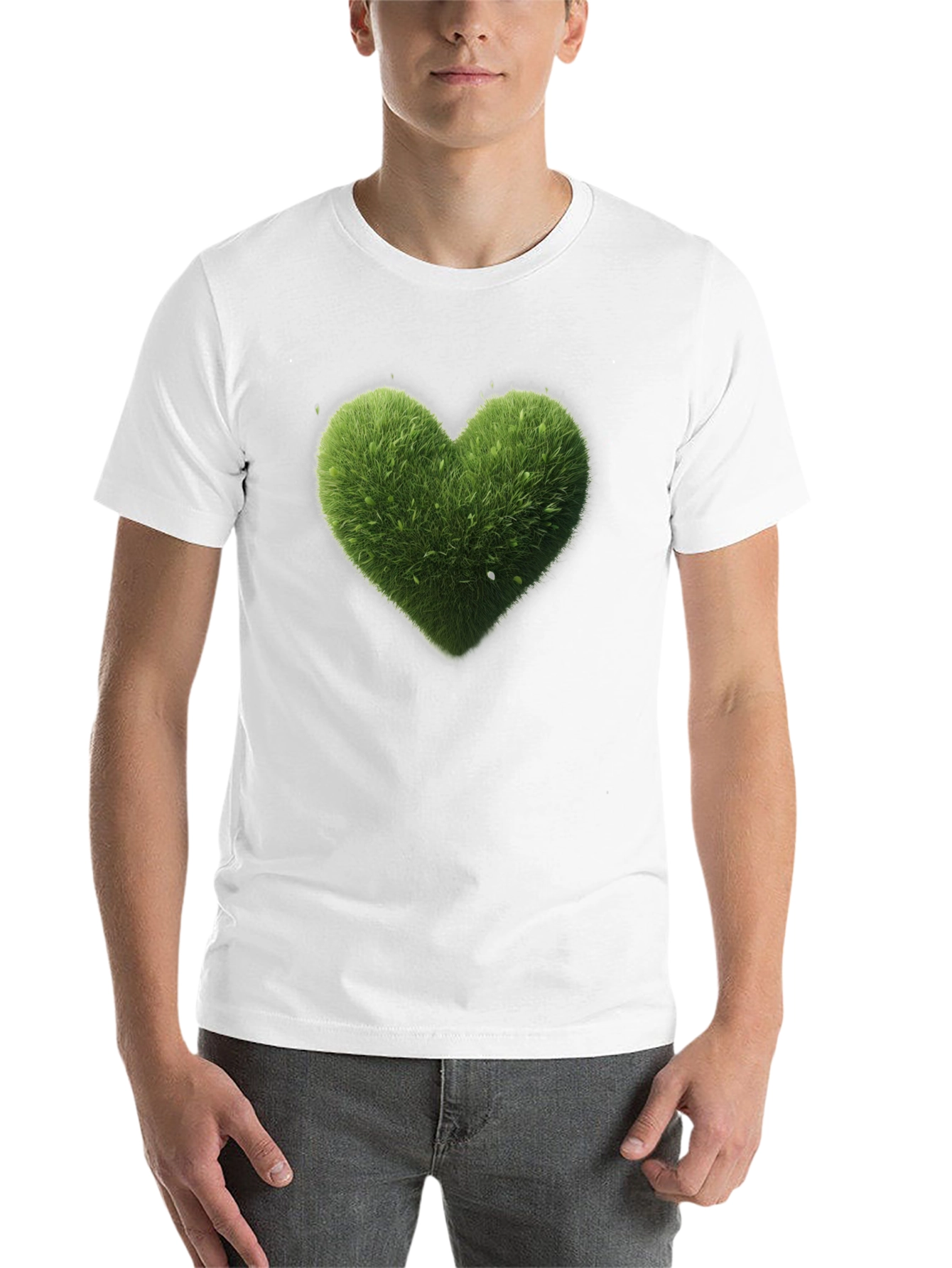 Black Green Heart Graphic Tee - Black Cotton T-Shirt view 14