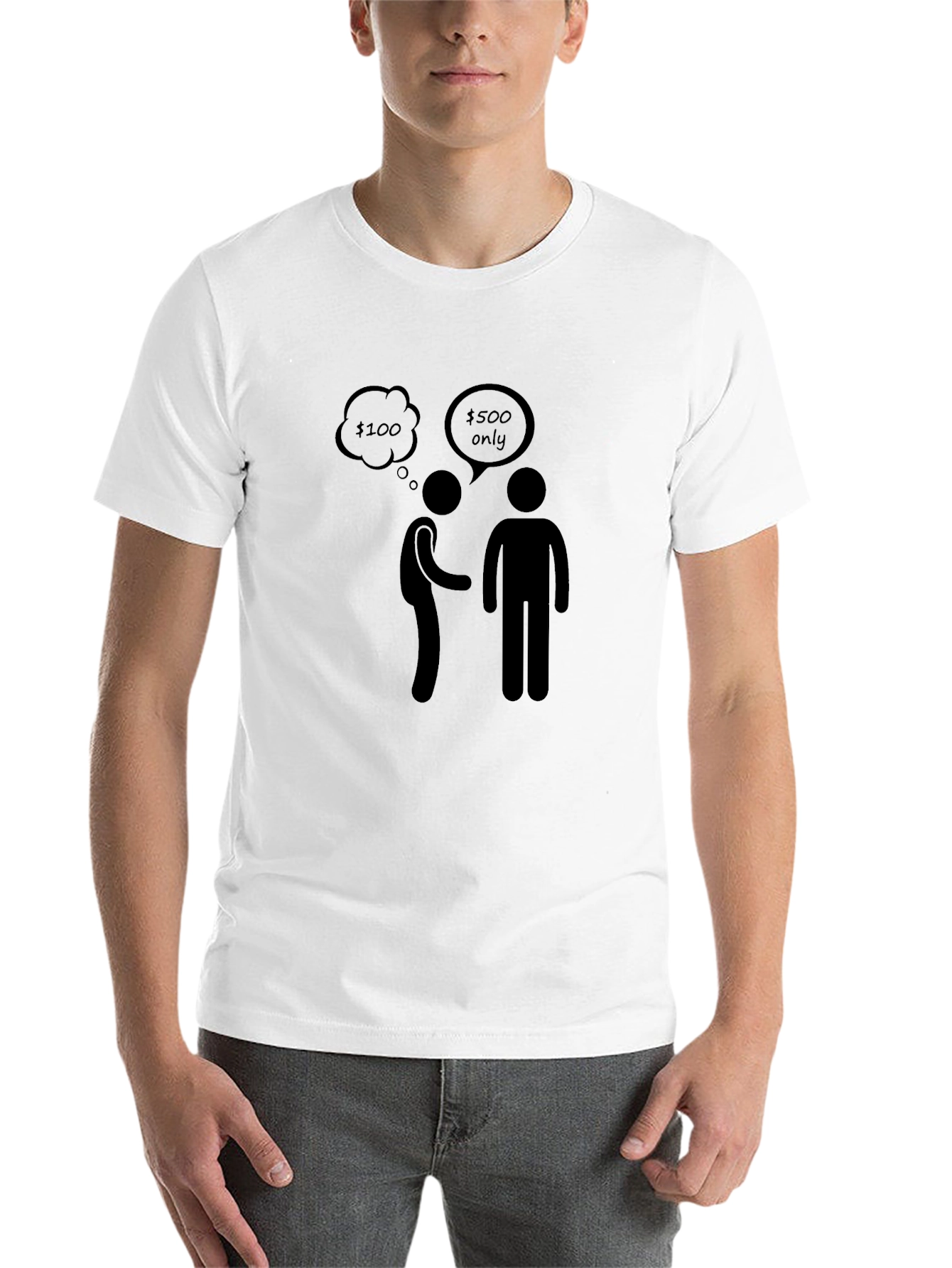 Black Humorous Stick Figure Money T-Shirt view 14