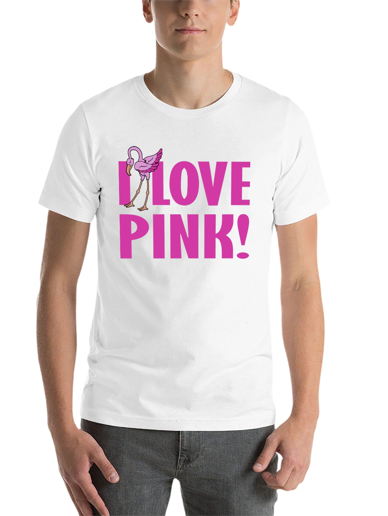 Black I Love Pink! Flamingo Graphic Tee - Black view 14