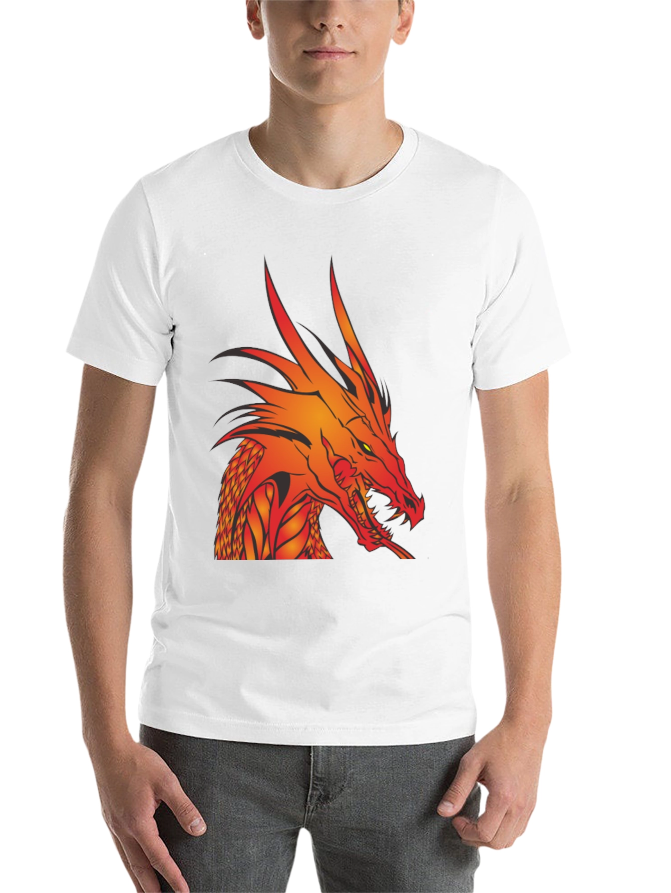 Black Fiery Dragon Graphic T-Shirt - Bold Black Tee view 14